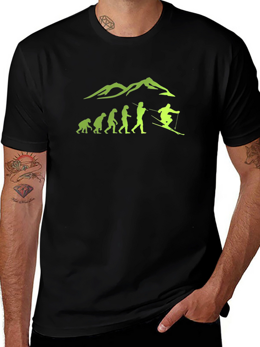 Ski Evolution Graphic Tee - Black Cotton Blend
