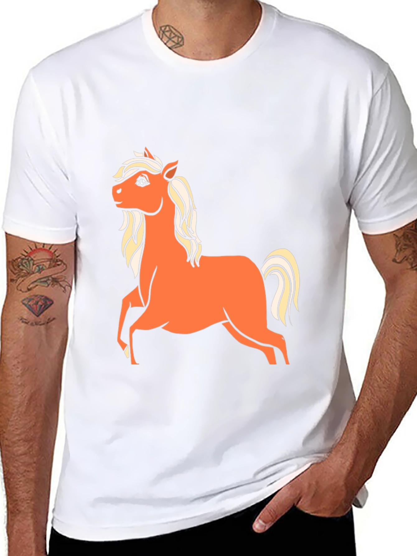 Horse Graphic T-Shirt - Classic Crew Neck Tee