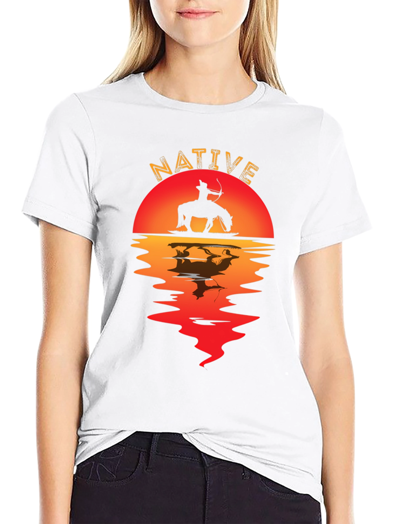 Native Sunset Graphic Tee - Black Cotton Blend Shirt