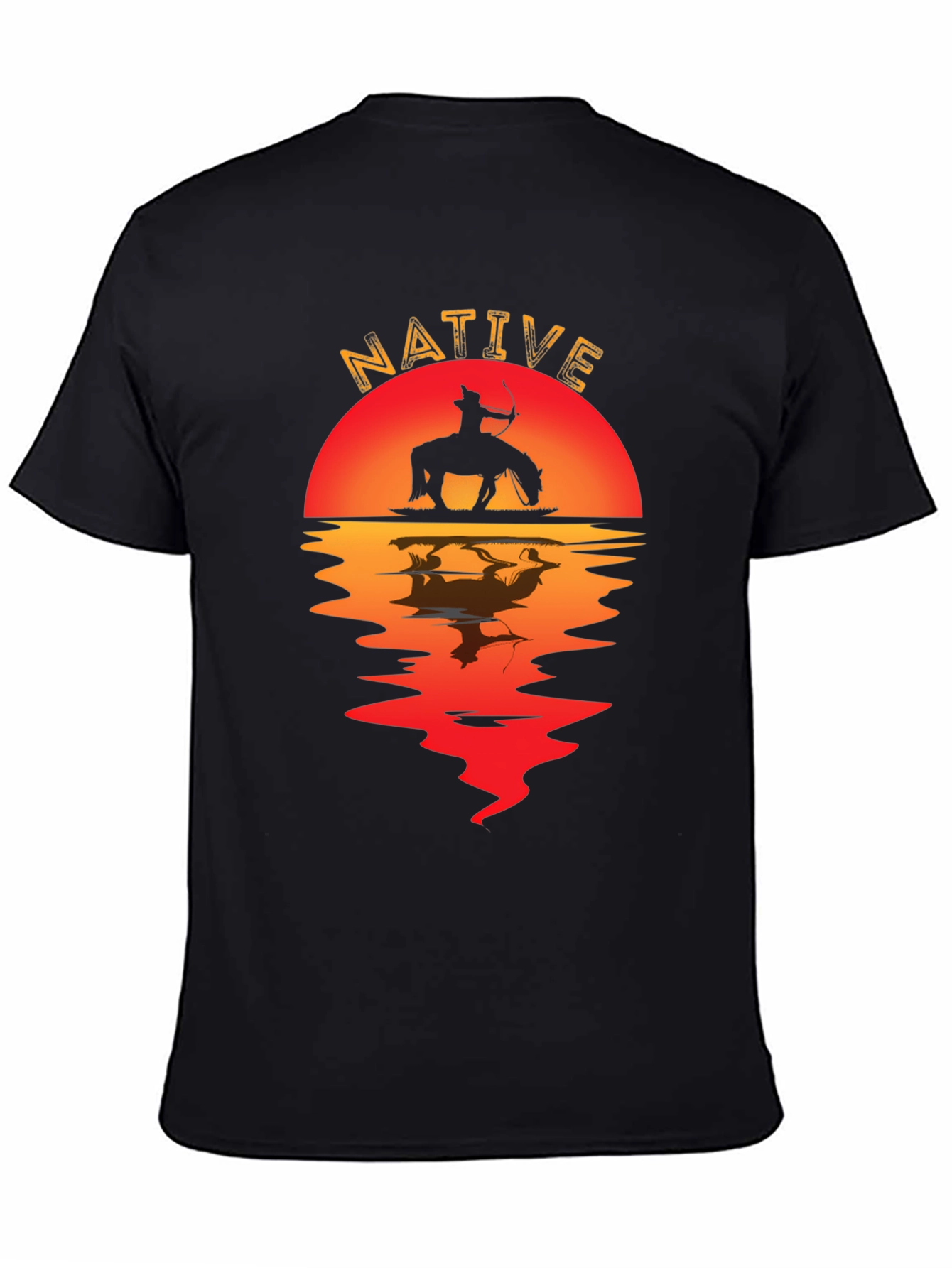 Native Sunset Graphic Tee - Black Cotton Blend Shirt