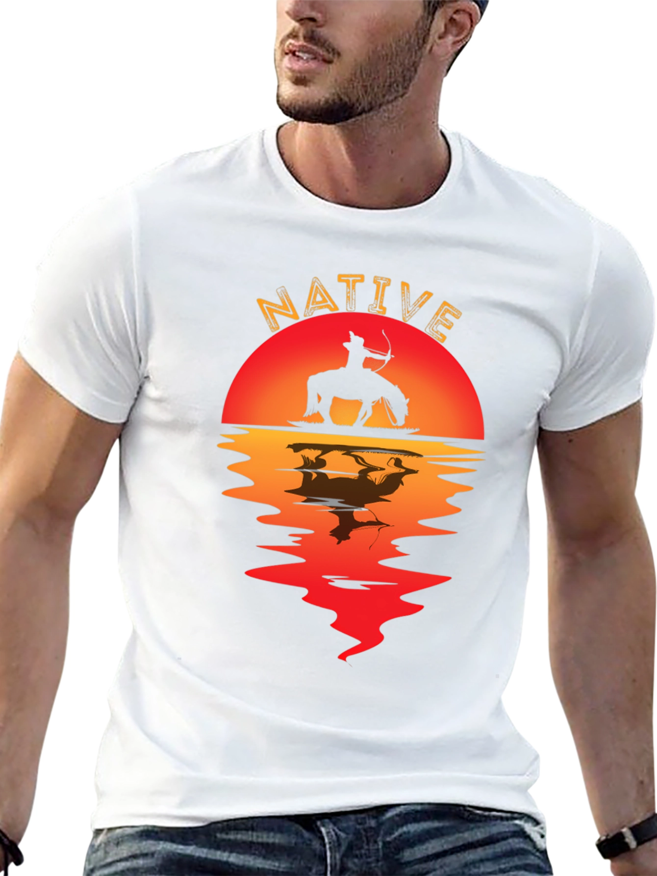 Native Sunset Graphic Tee - Black Cotton Blend Shirt