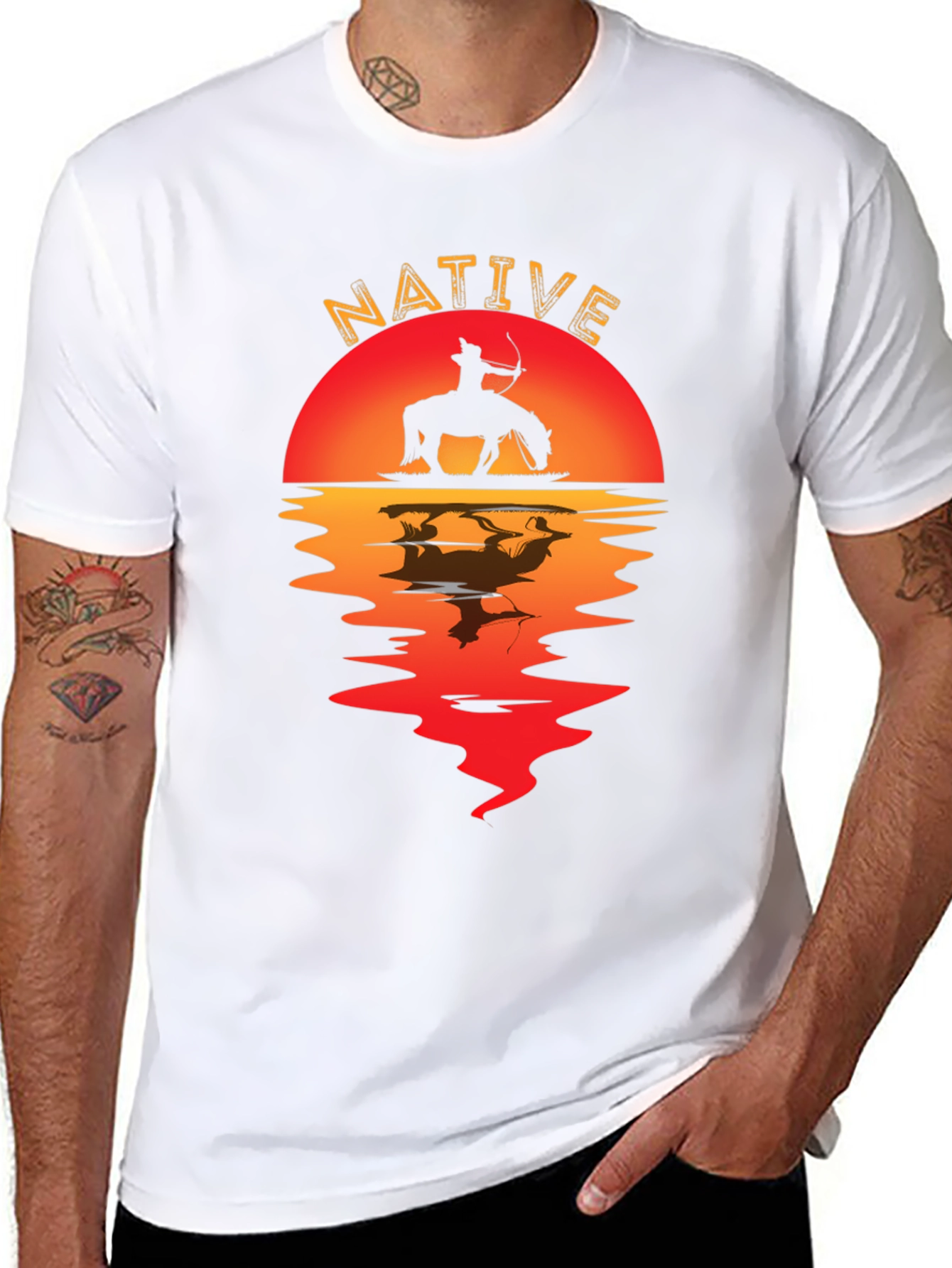 Native Sunset Graphic Tee - Black Cotton Blend Shirt