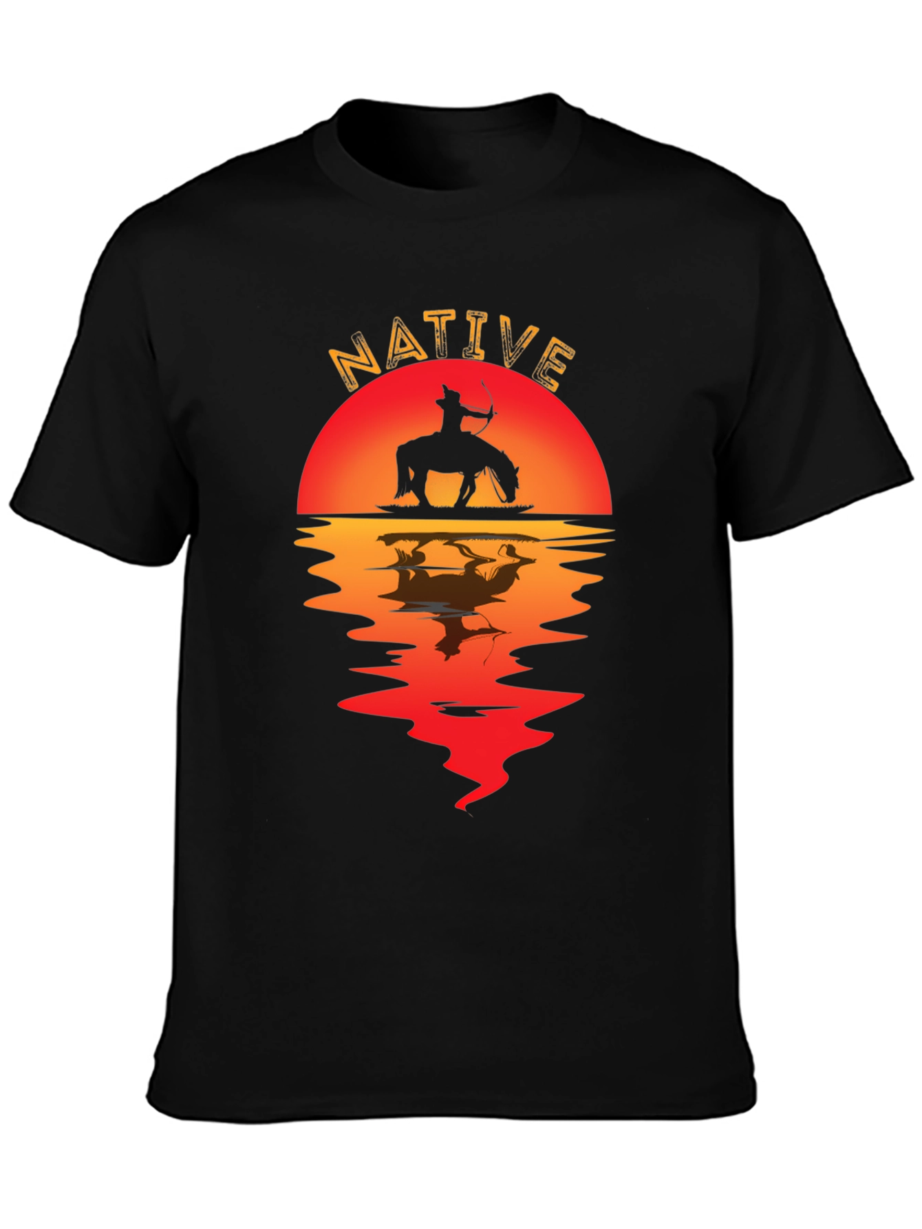 Native Sunset Graphic Tee - Black Cotton Blend Shirt