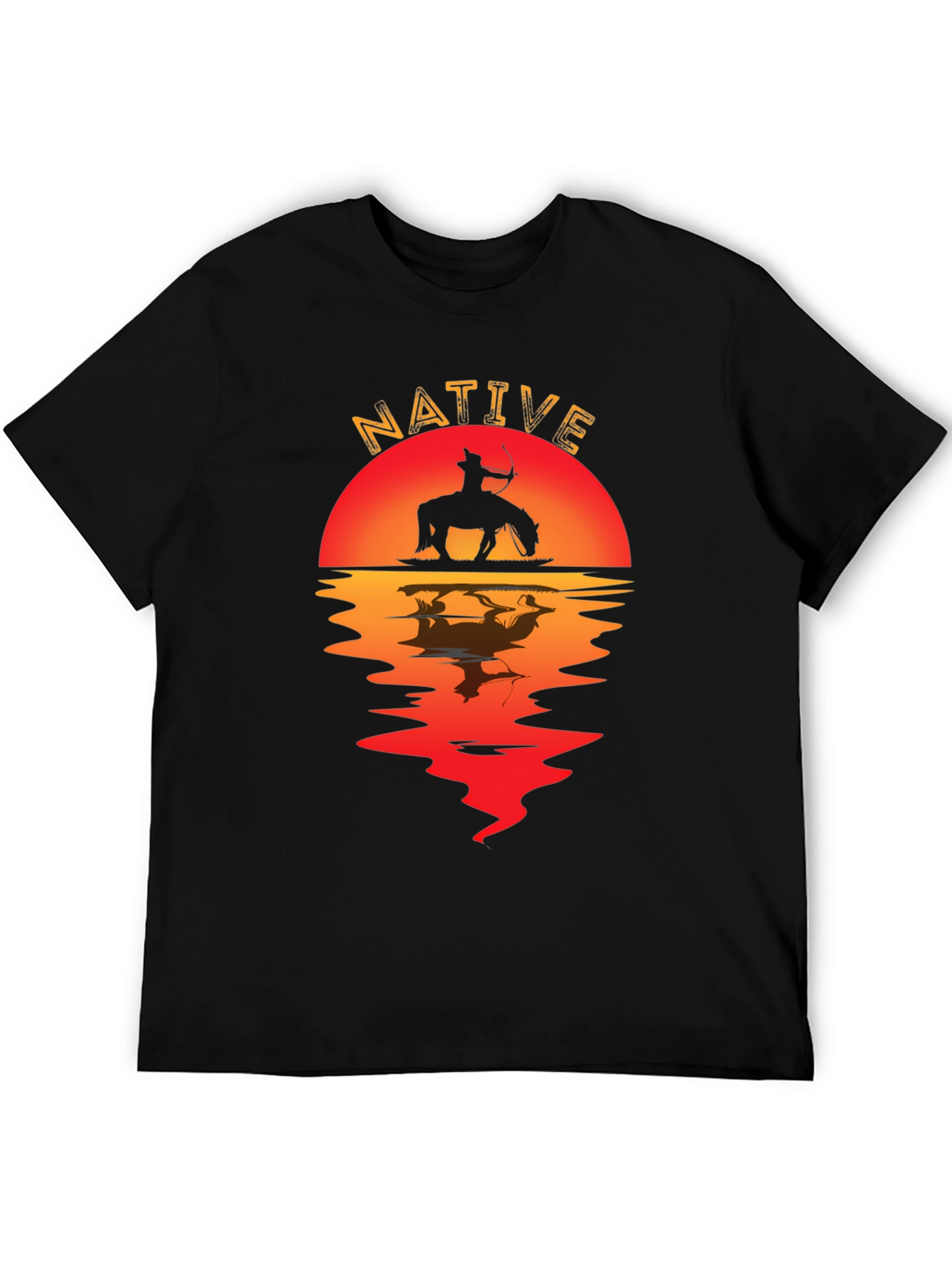 Native Sunset Graphic Tee - Black Cotton Blend Shirt
