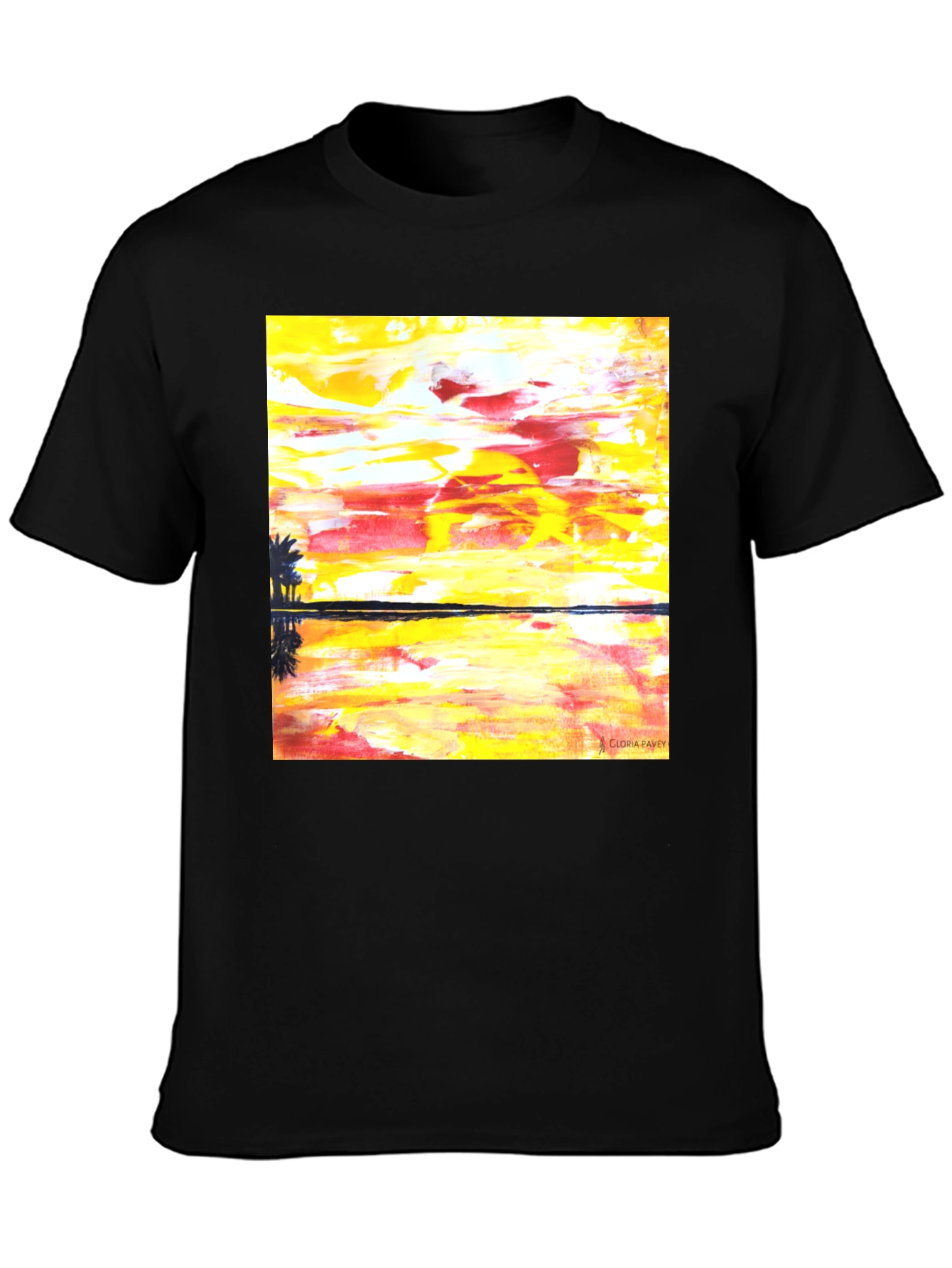 Abstract Sunset Graphic Tee - Mens Black T-Shirt