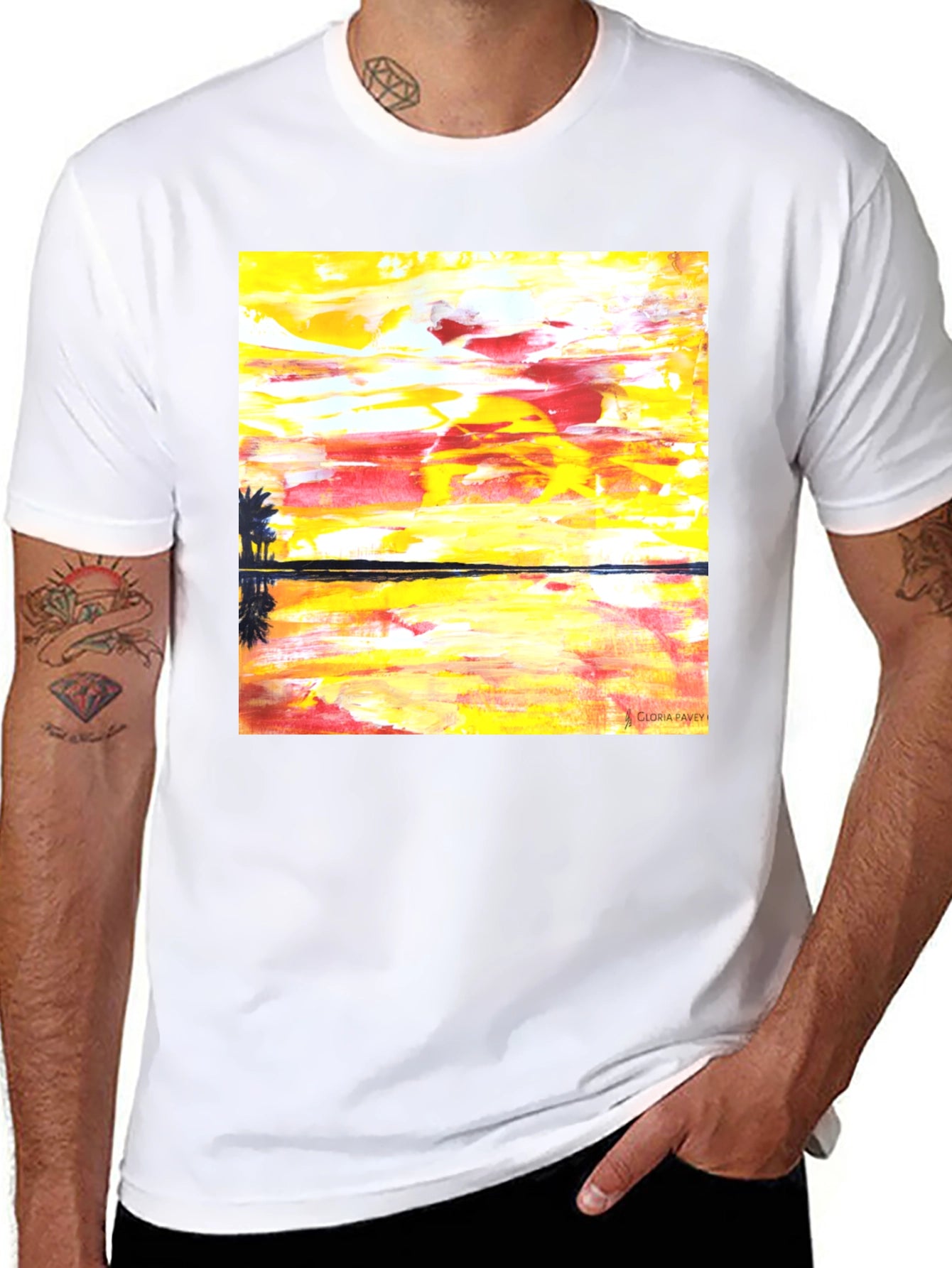Abstract Sunset Graphic Tee - Mens Black T-Shirt