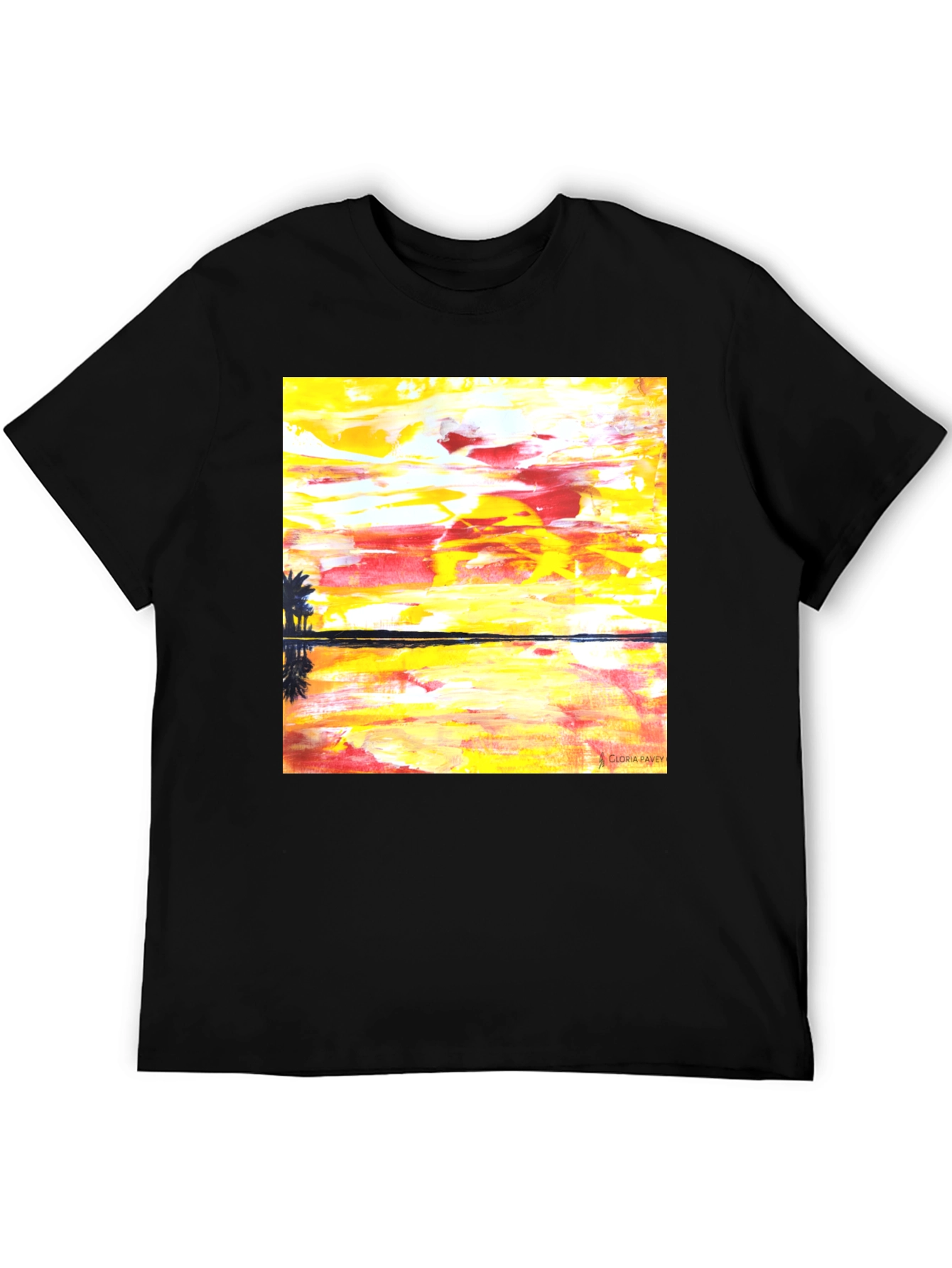 Abstract Sunset Graphic Tee - Mens Black T-Shirt