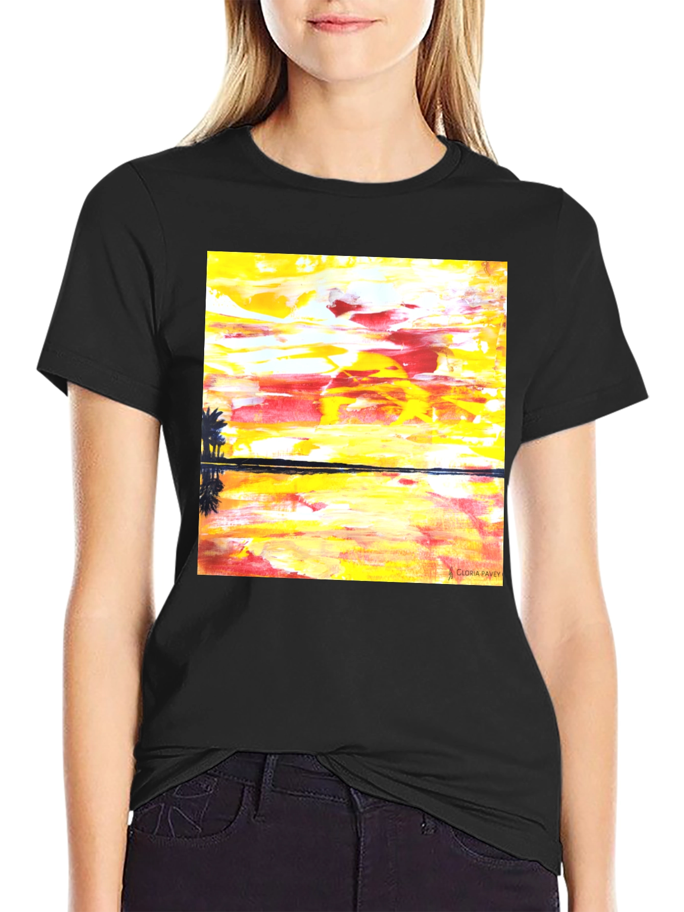 Abstract Sunset Graphic Tee - Mens Black T-Shirt