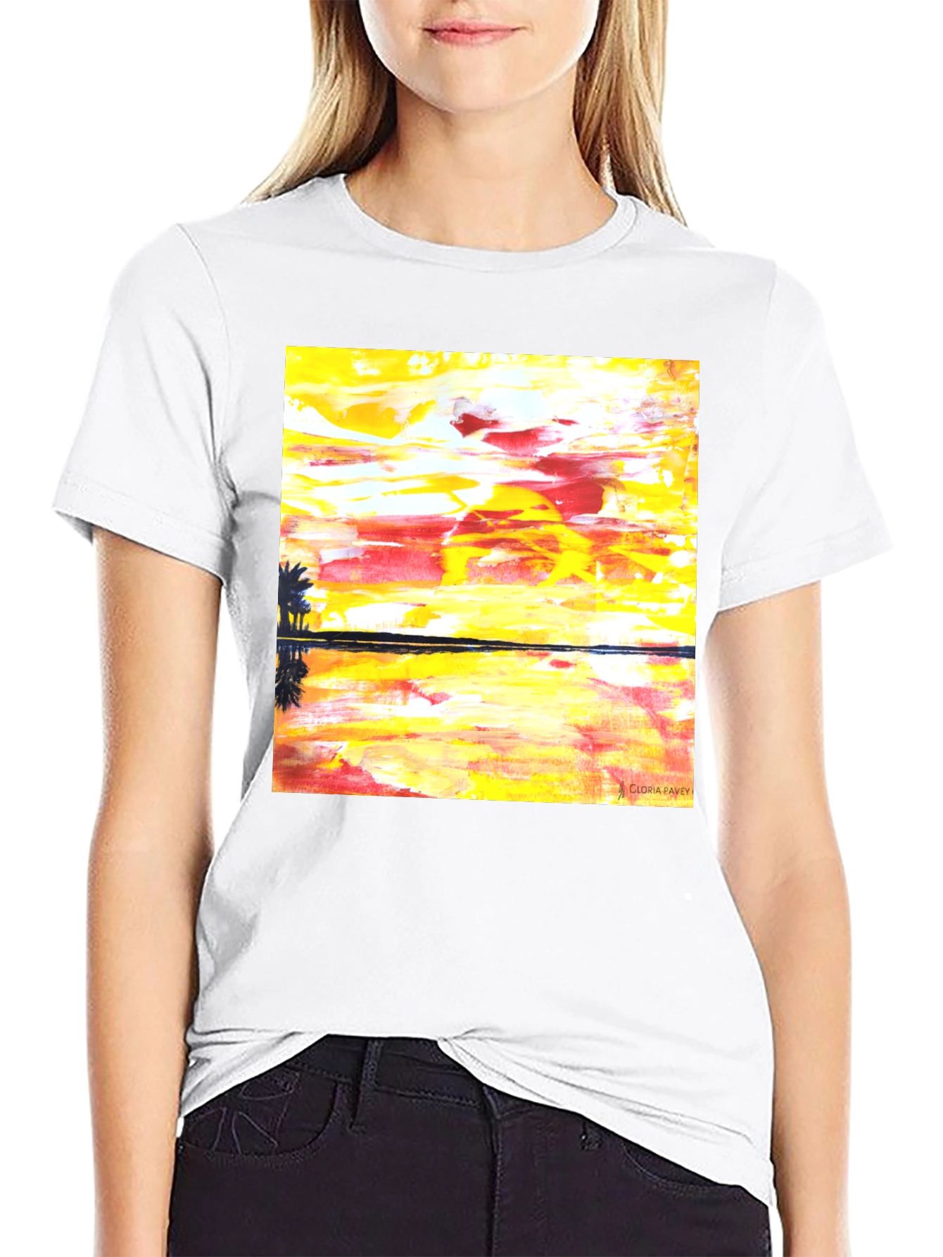 Abstract Sunset Graphic Tee - Mens Black T-Shirt