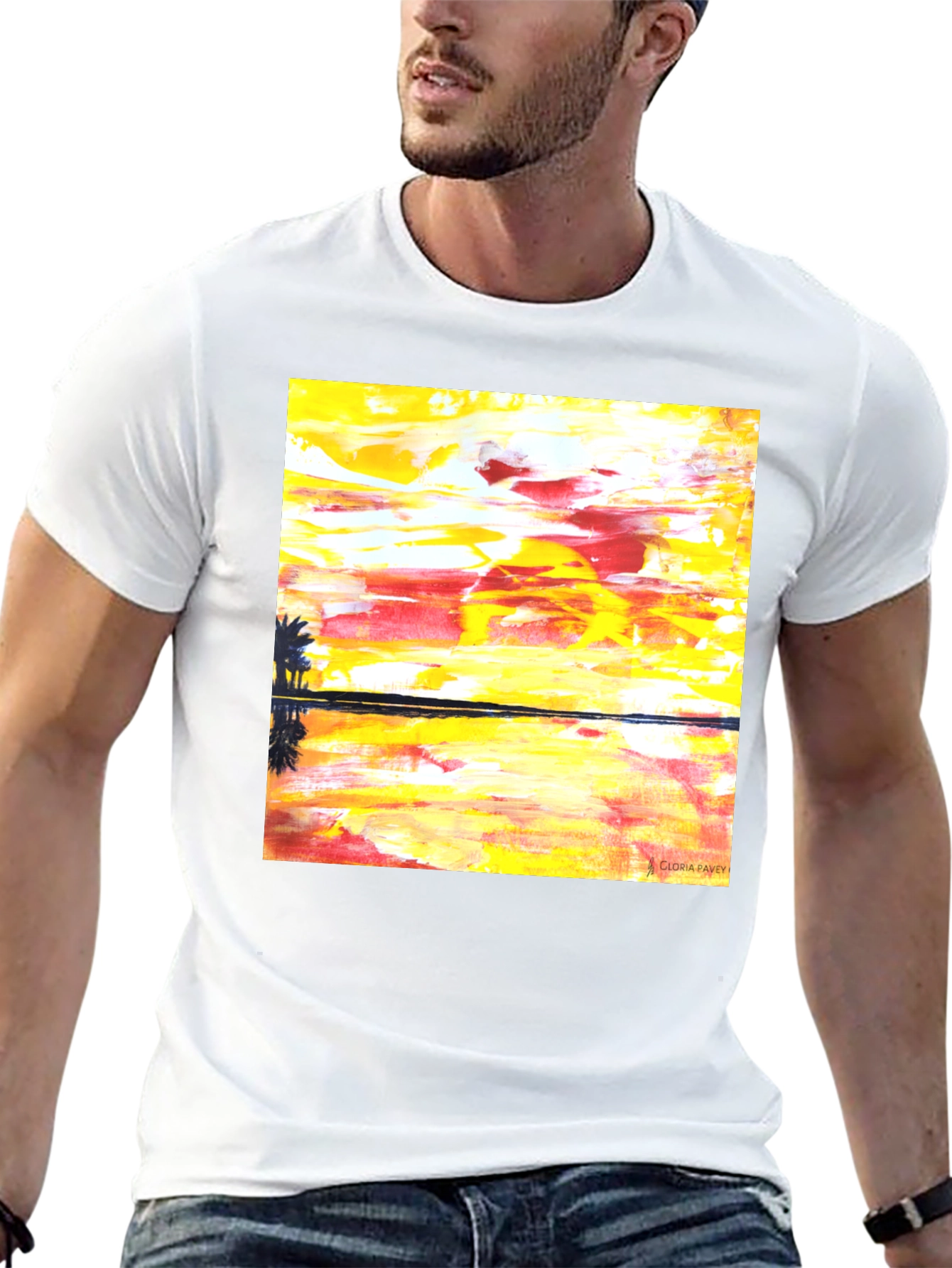 Abstract Sunset Graphic Tee - Mens Black T-Shirt
