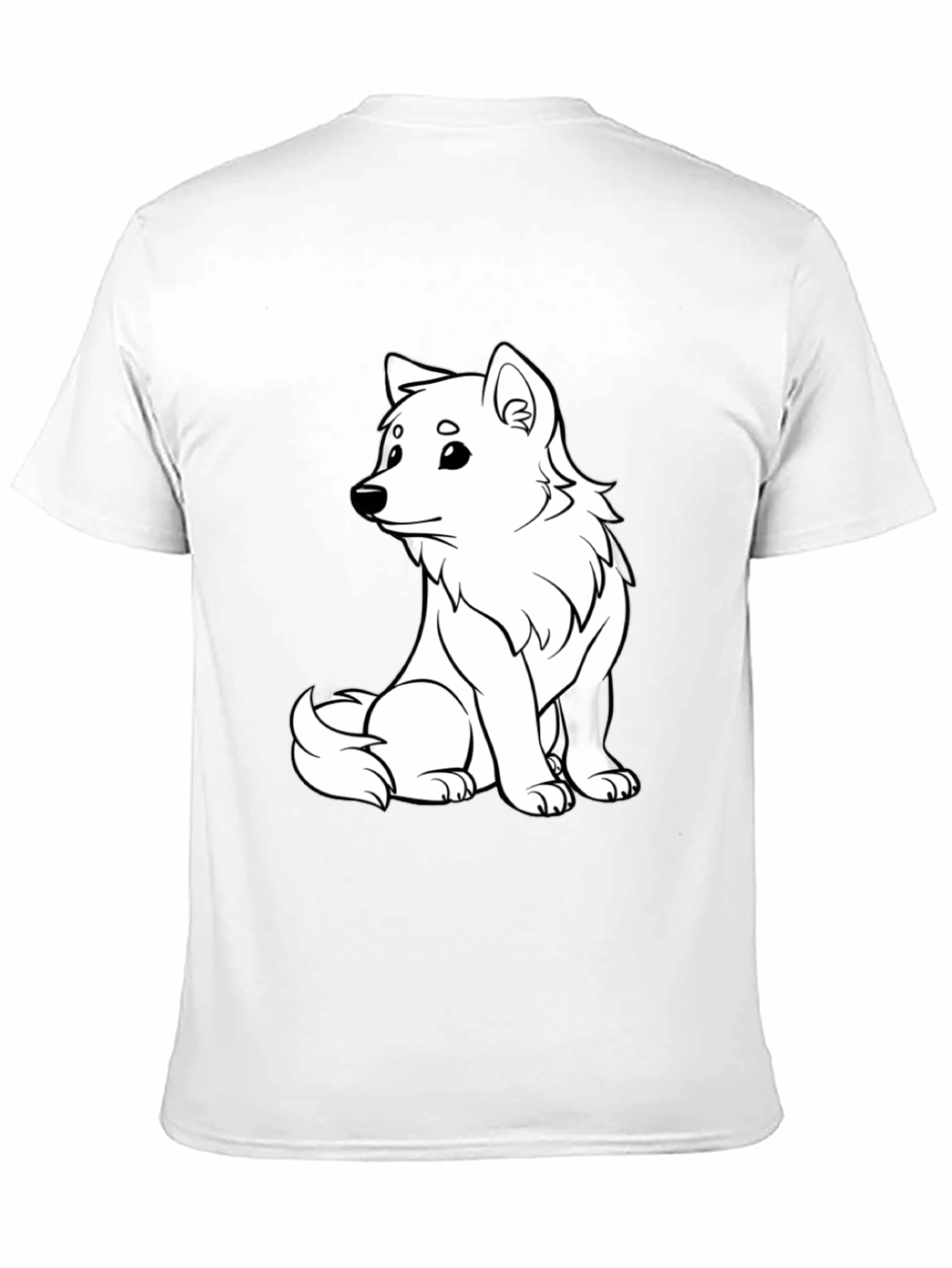 Cute White Dog Graphic T-Shirt - Black