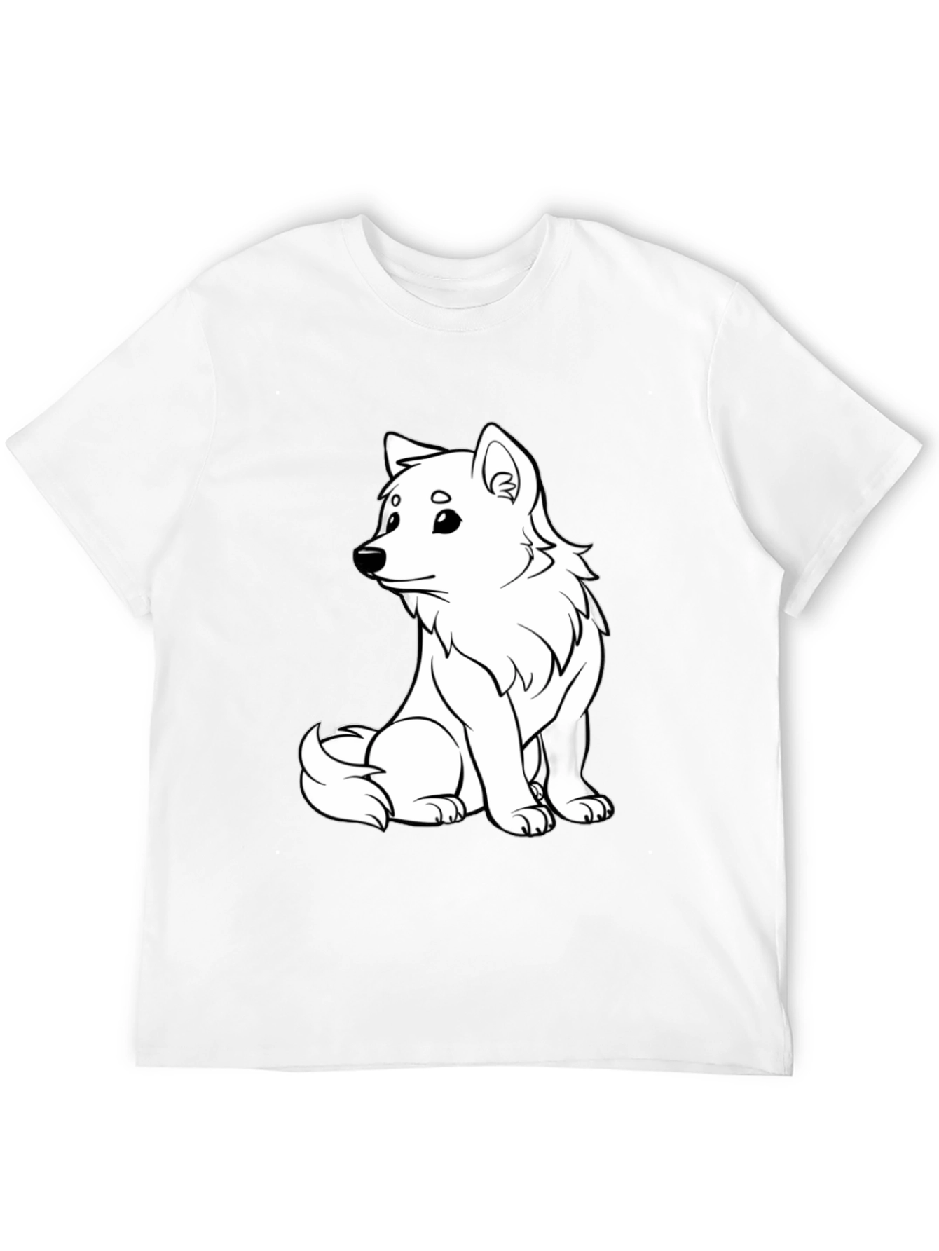 Cute White Dog Graphic T-Shirt - Black