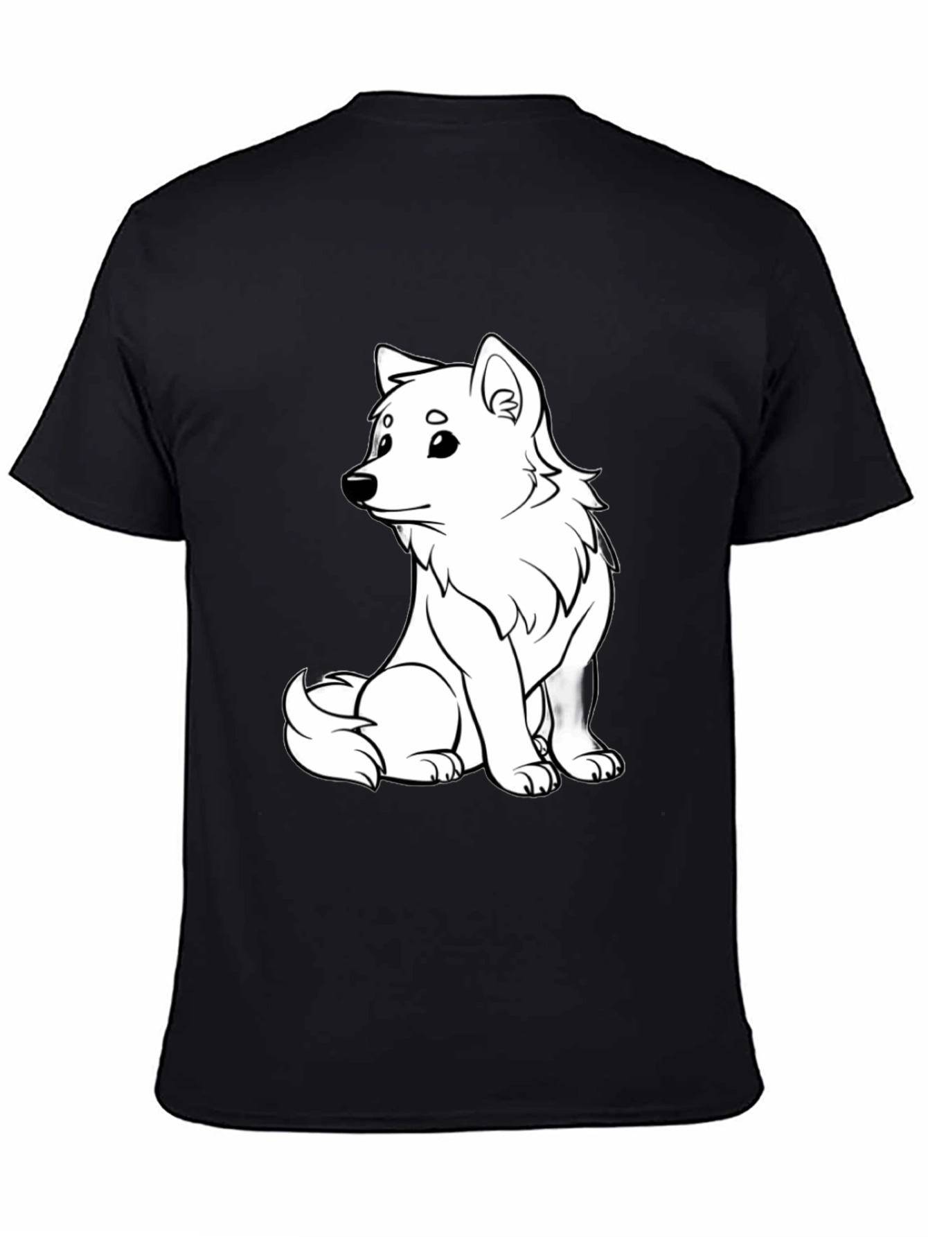 Cute White Dog Graphic T-Shirt - Black