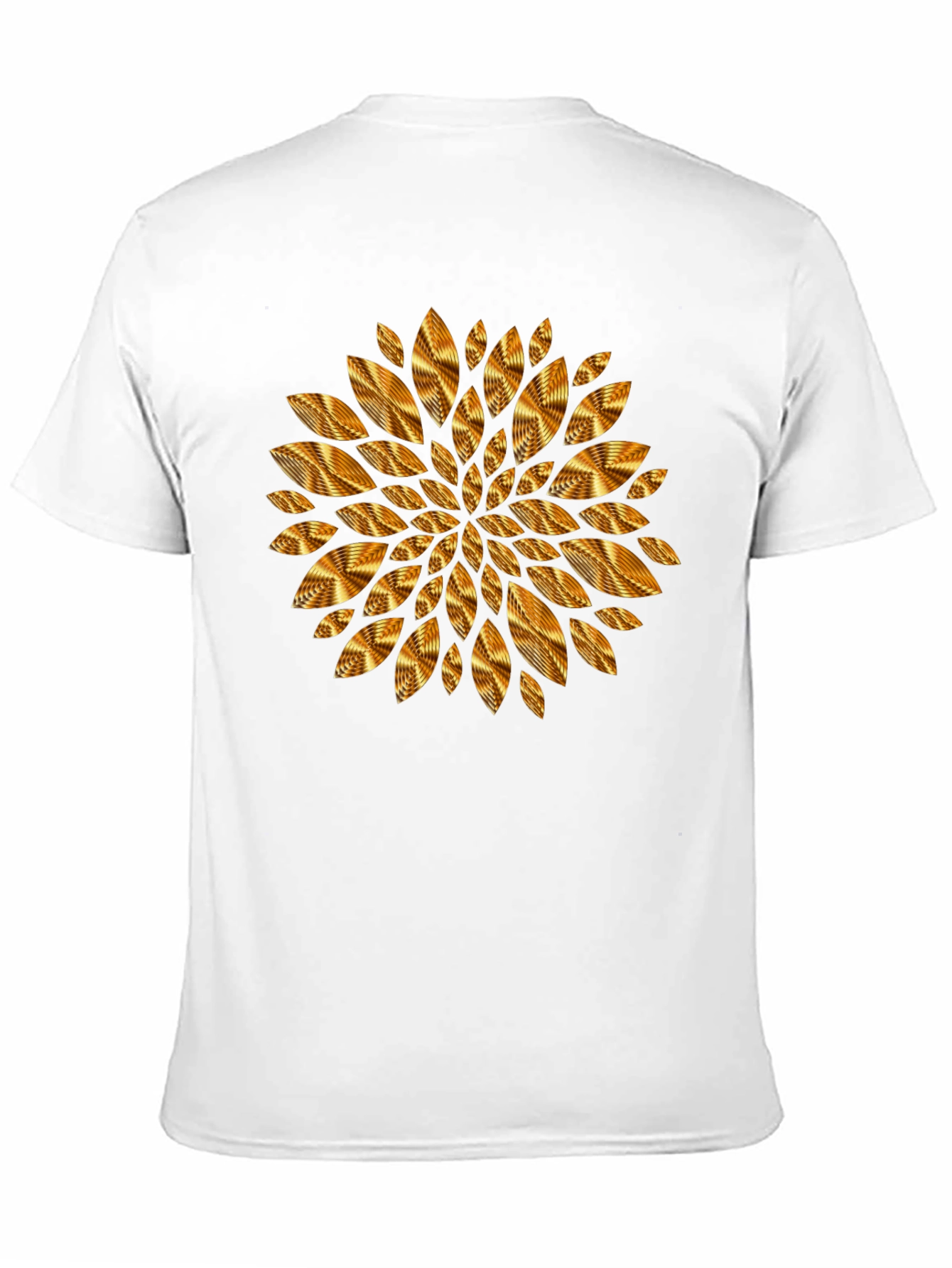 Geometric Golden Petal Graphic Black T-Shirt