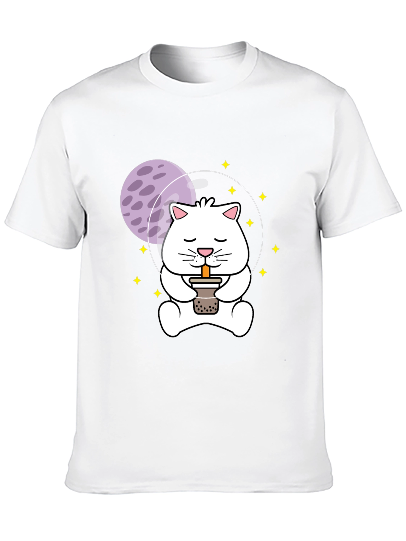 Astronaut Cat Boba Tea Graphic T-Shirt
