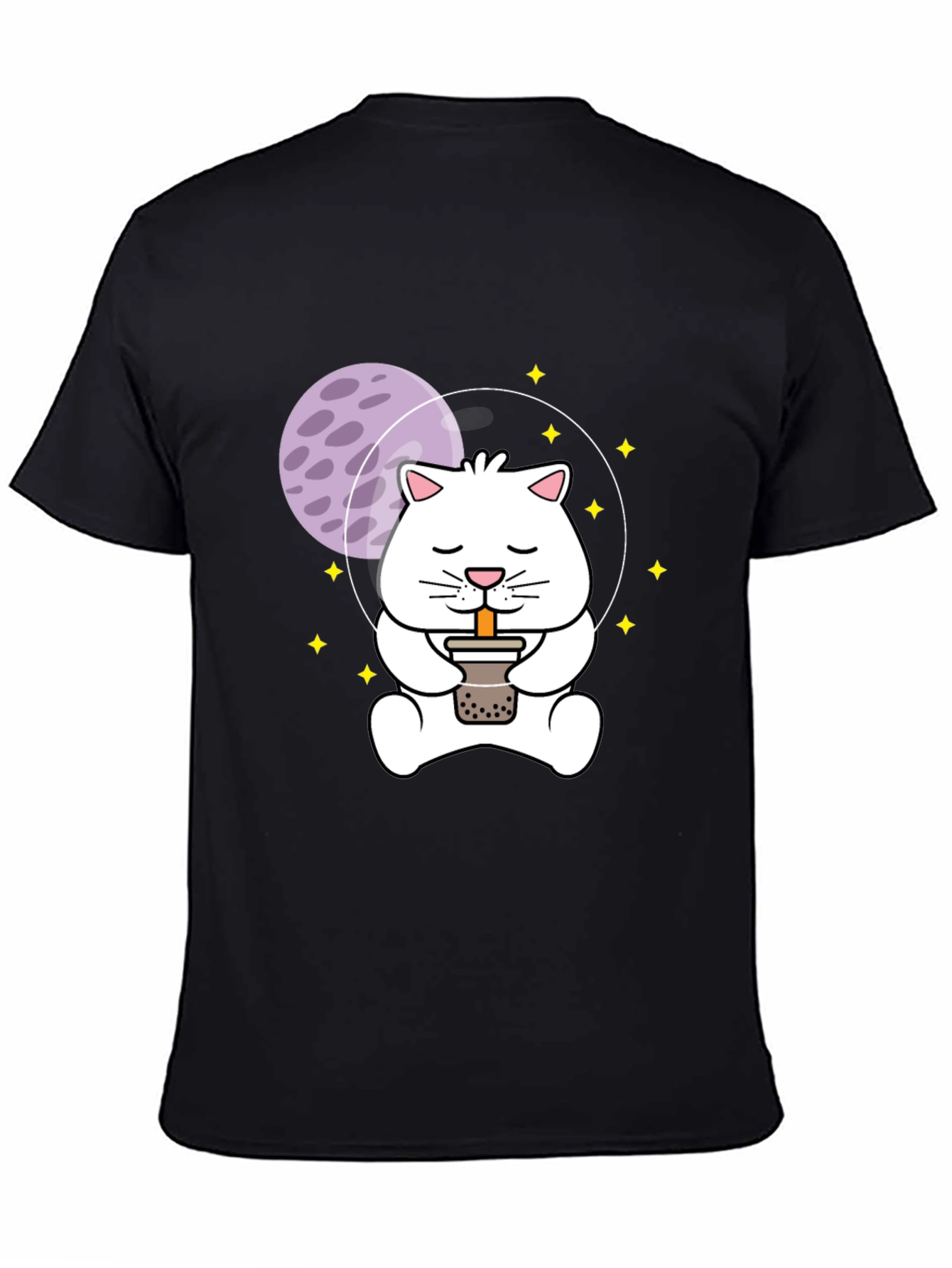 Astronaut Cat Boba Tea Graphic T-Shirt
