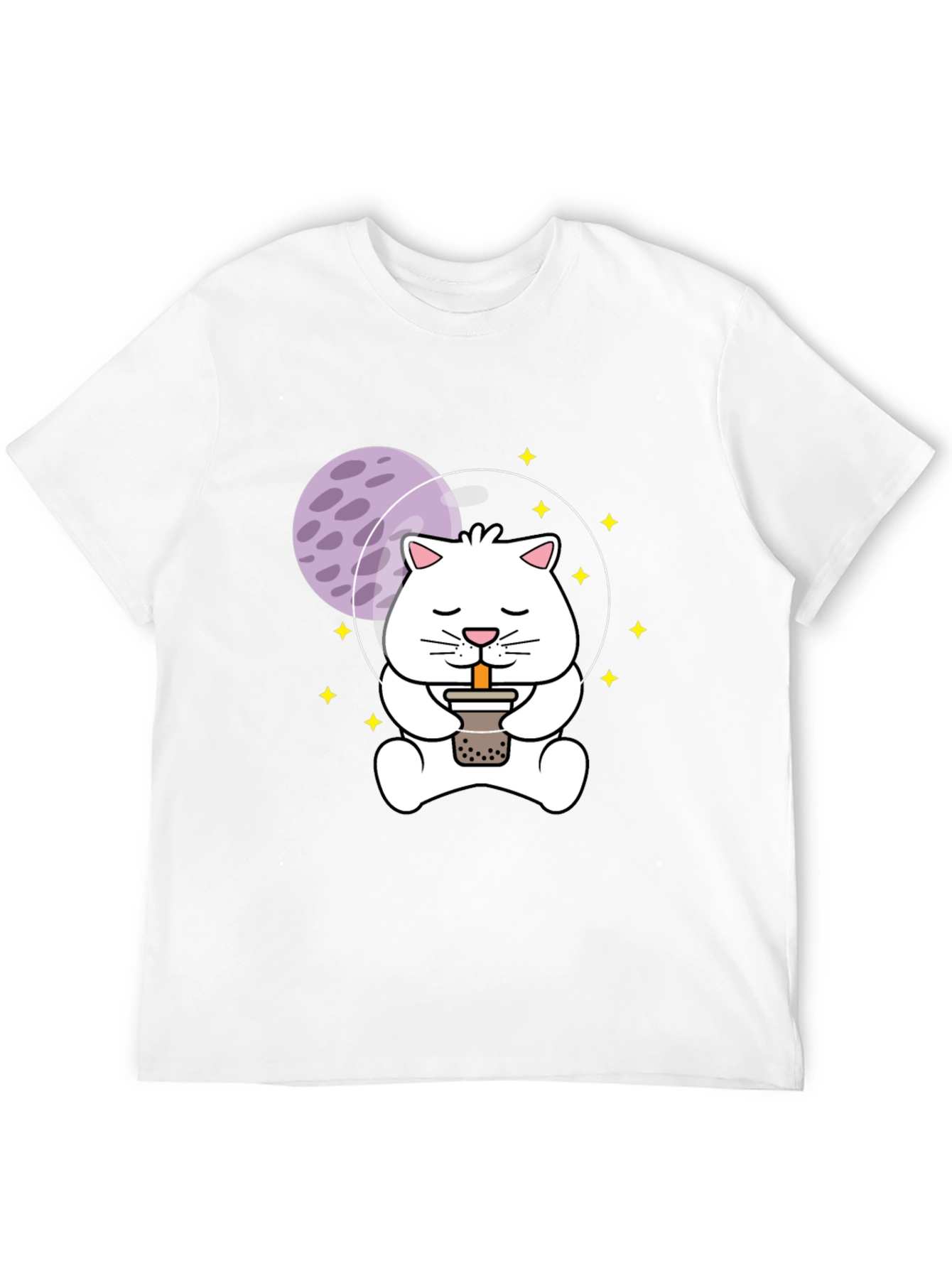 Astronaut Cat Boba Tea Graphic T-Shirt