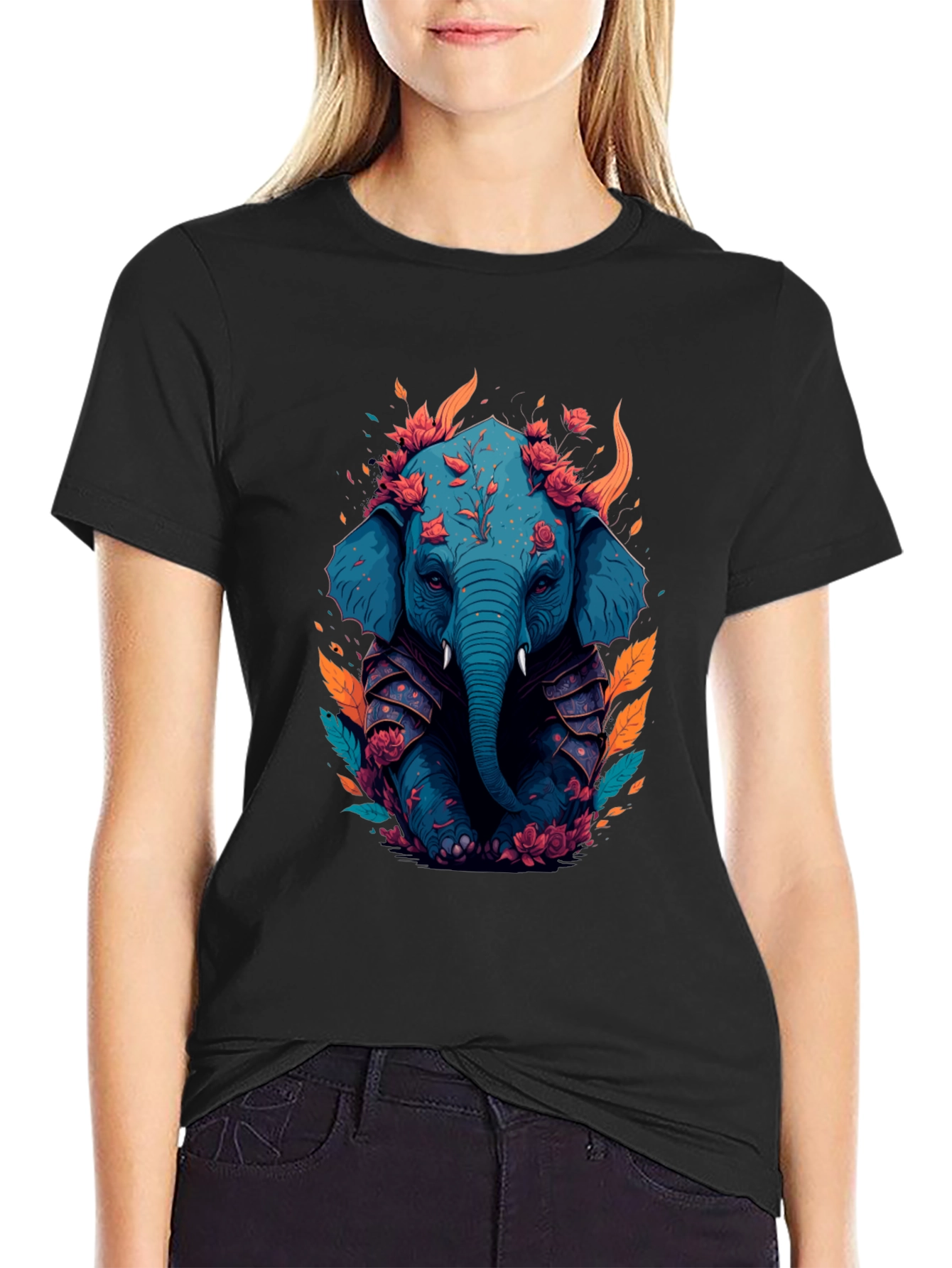 Floral Elephant Graphic Tee - Unique Art T-Shirt