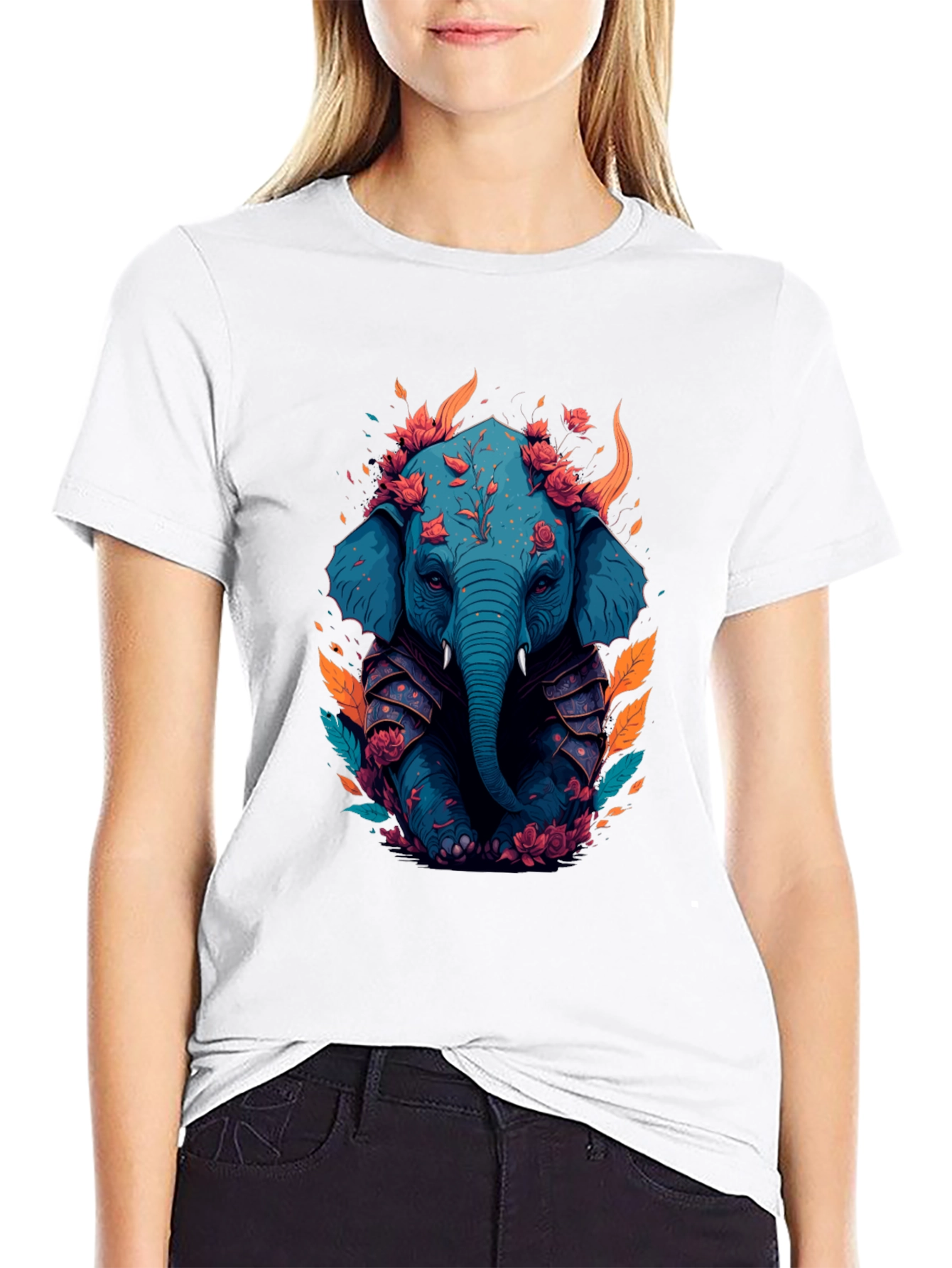 Floral Elephant Graphic Tee - Unique Art T-Shirt
