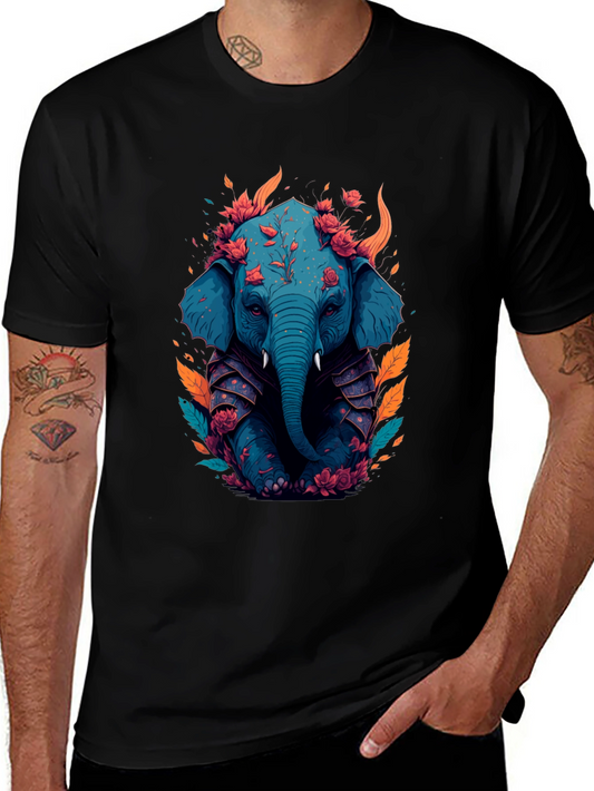 Floral Elephant Graphic Tee - Unique Art T-Shirt