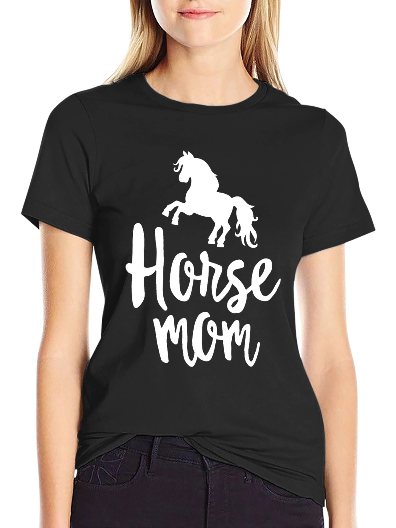 Horse Mom Graphic T-Shirt - Black