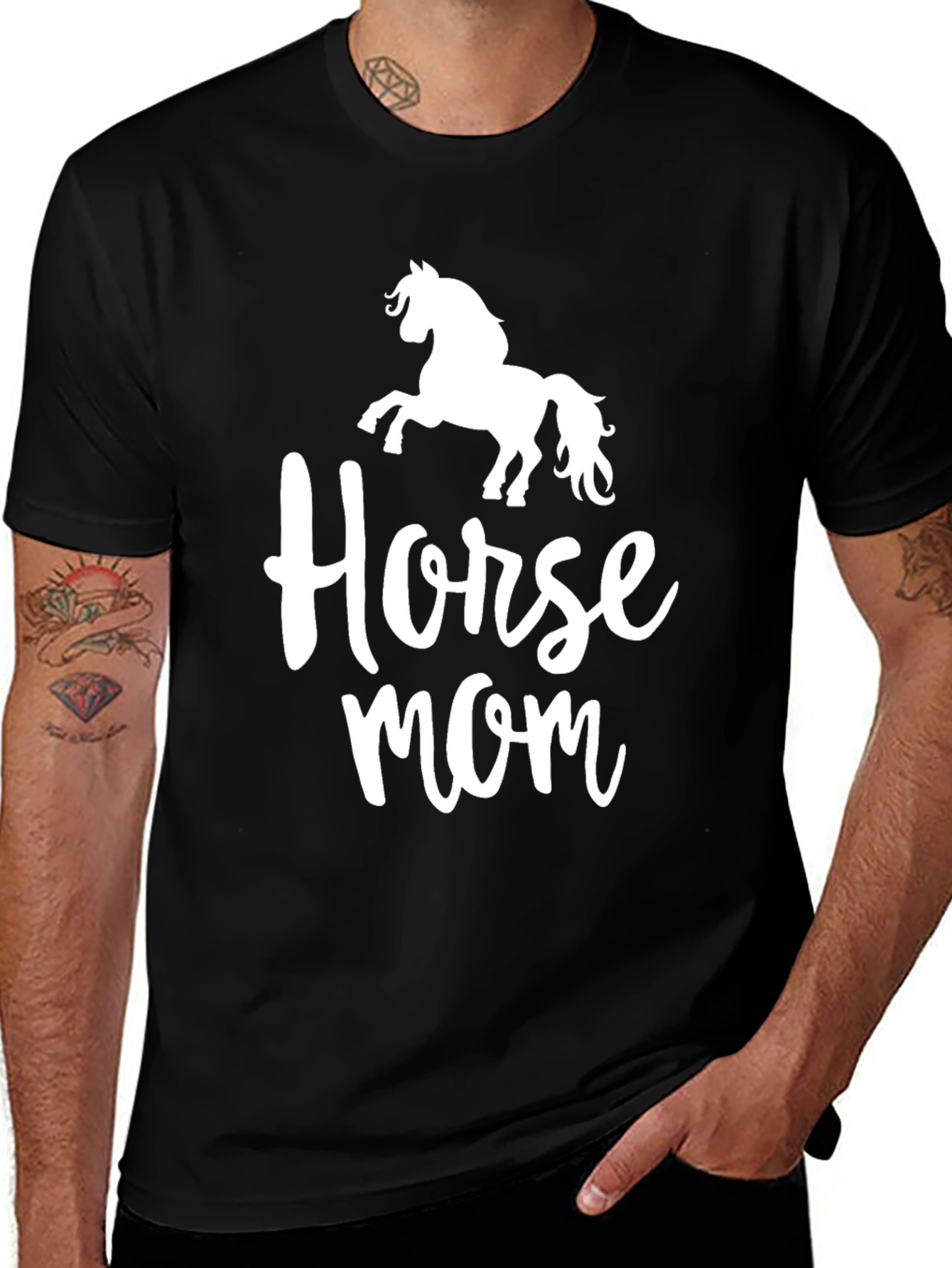 Horse Mom Graphic T-Shirt - Black