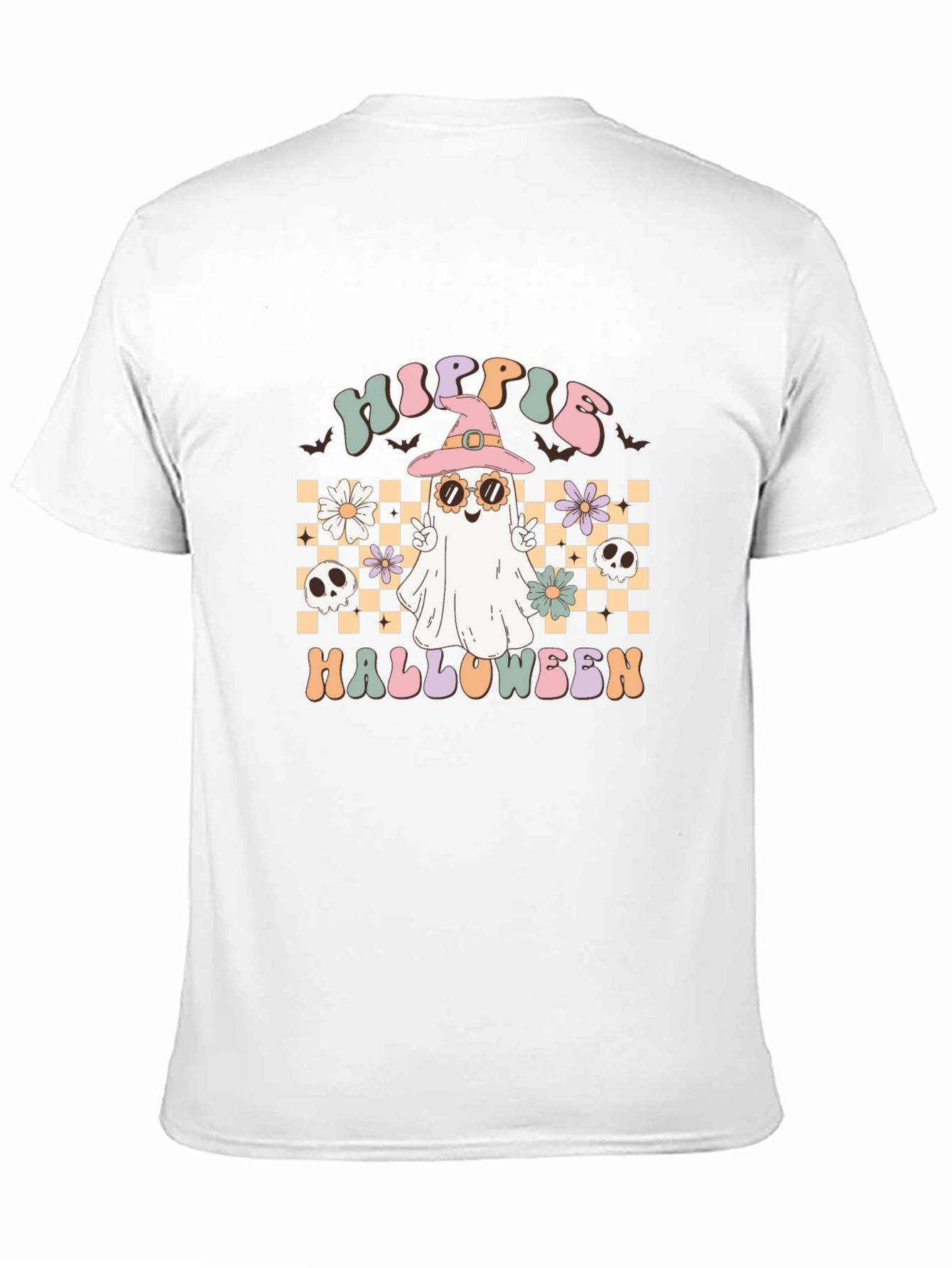 Hippie Halloween Graphic Tee - Retro Ghost Witch T-Shirt