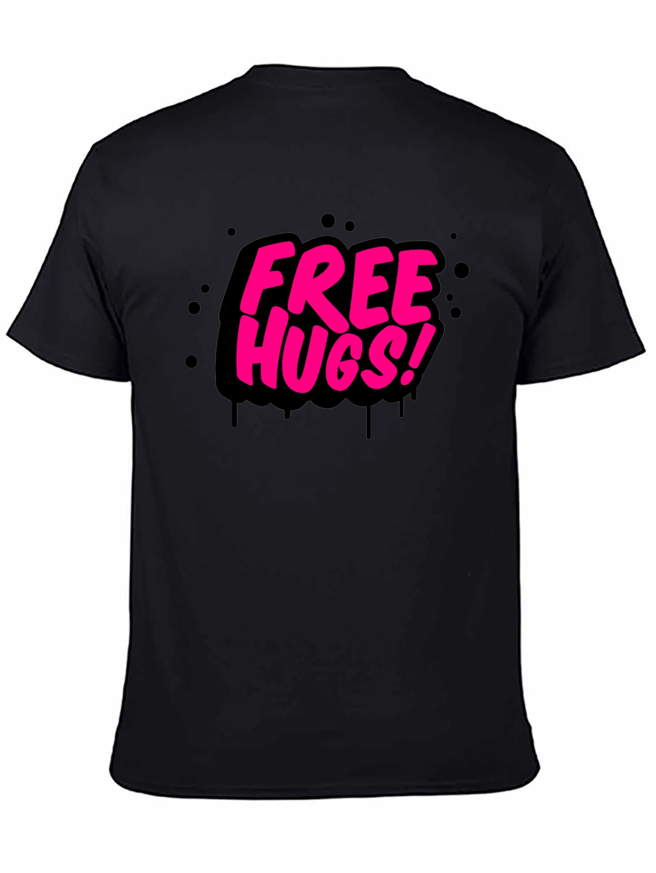 Free Hugs Graphic Tee - Black Cotton Comfort