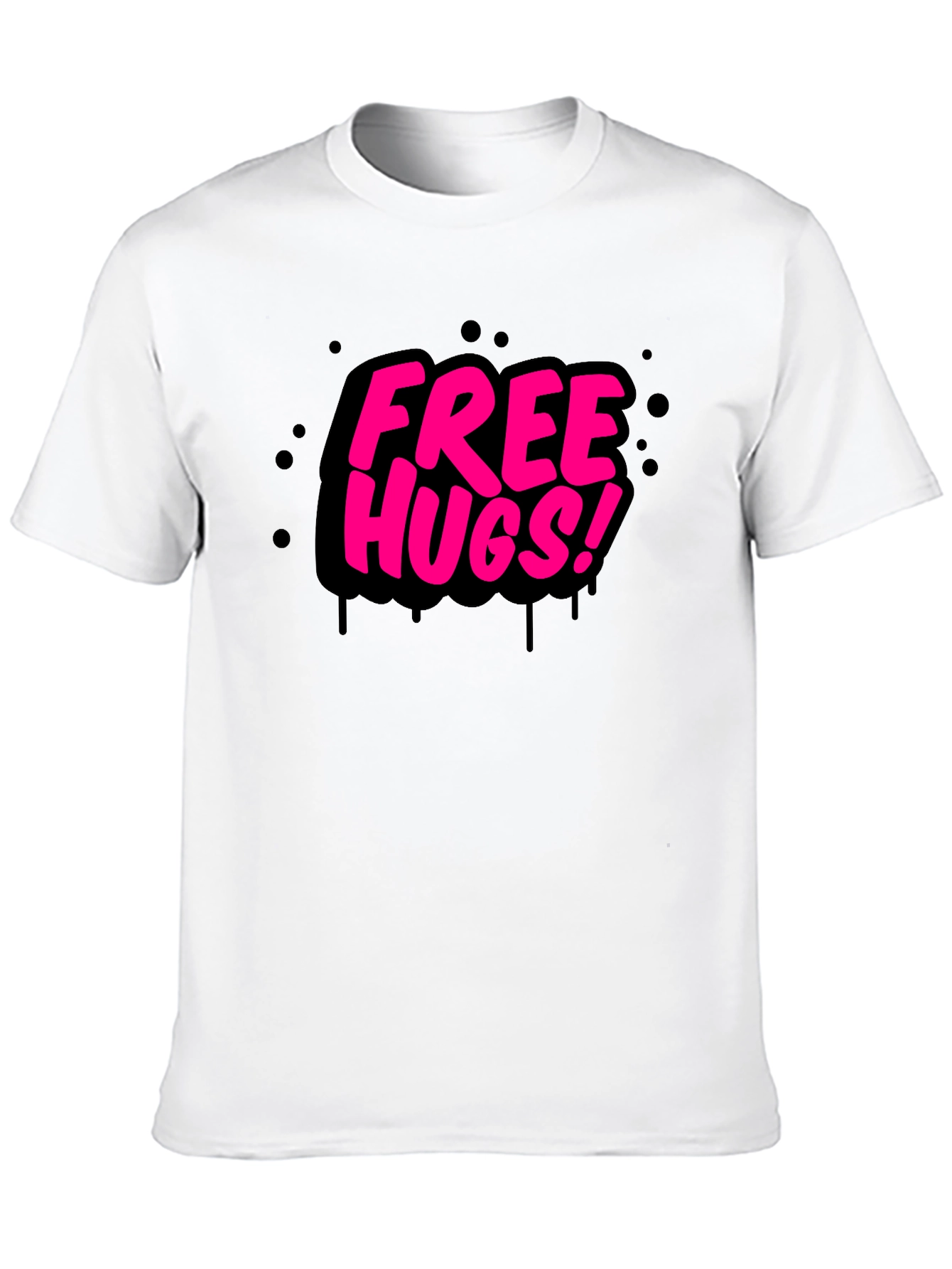 Free Hugs Graphic Tee - Black Cotton Comfort