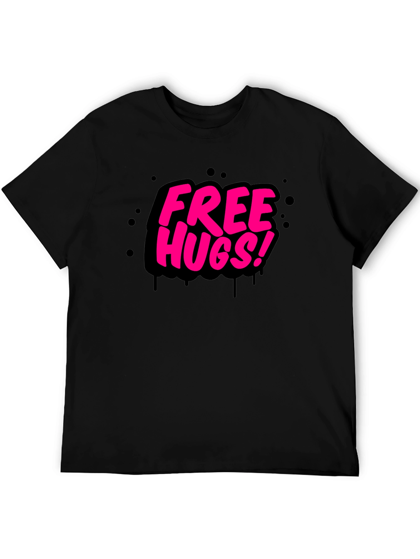 Free Hugs Graphic Tee - Black Cotton Comfort