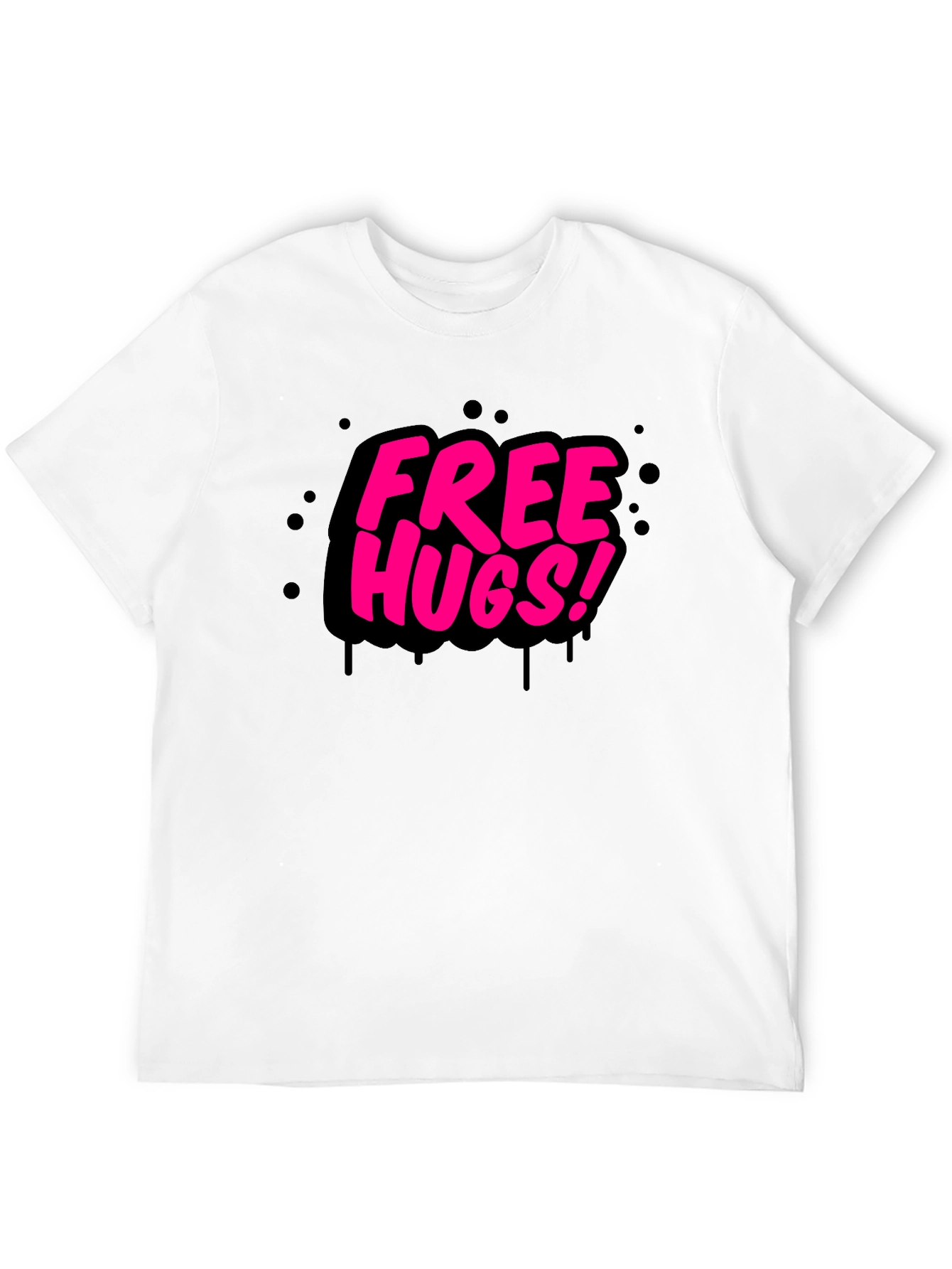 Free Hugs Graphic Tee - Black Cotton Comfort
