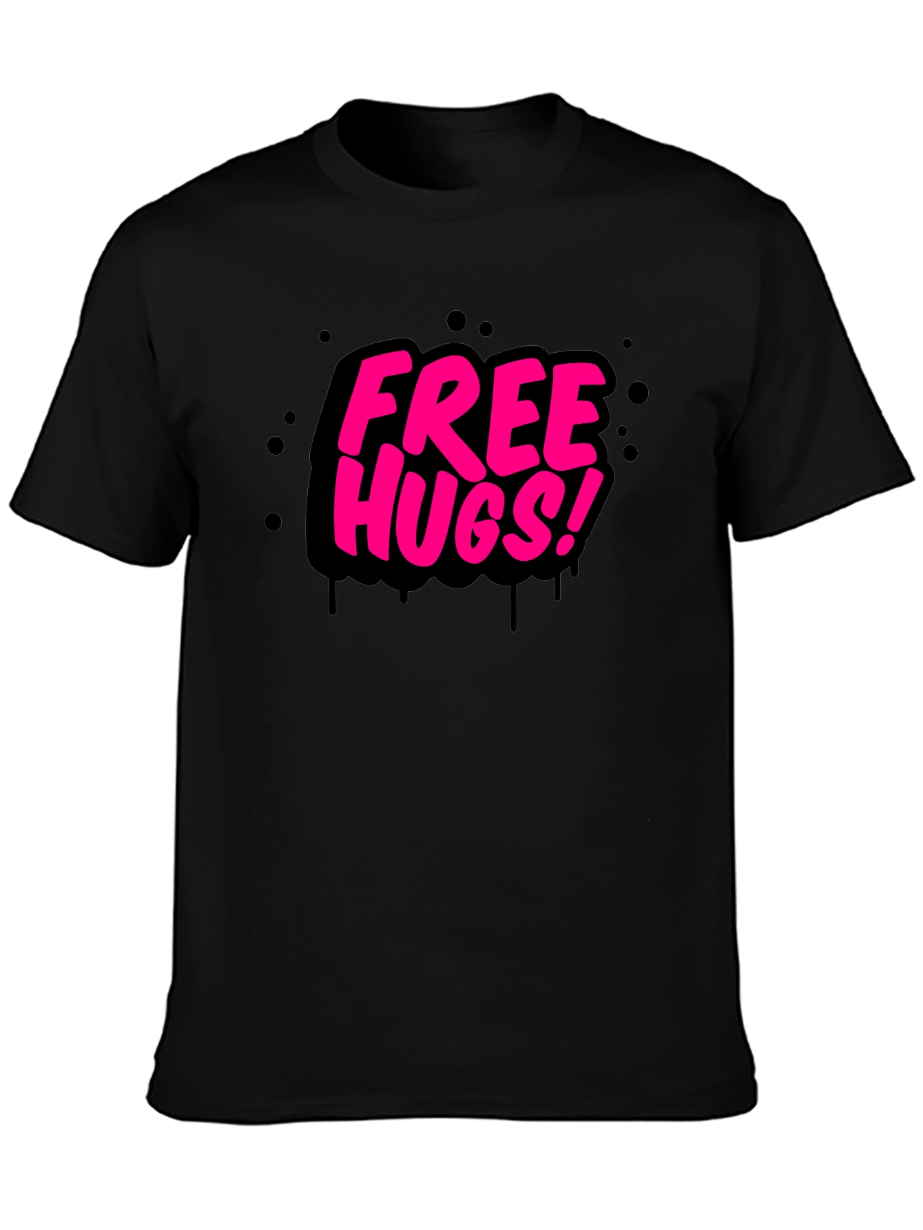 Free Hugs Graphic Tee - Black Cotton Comfort