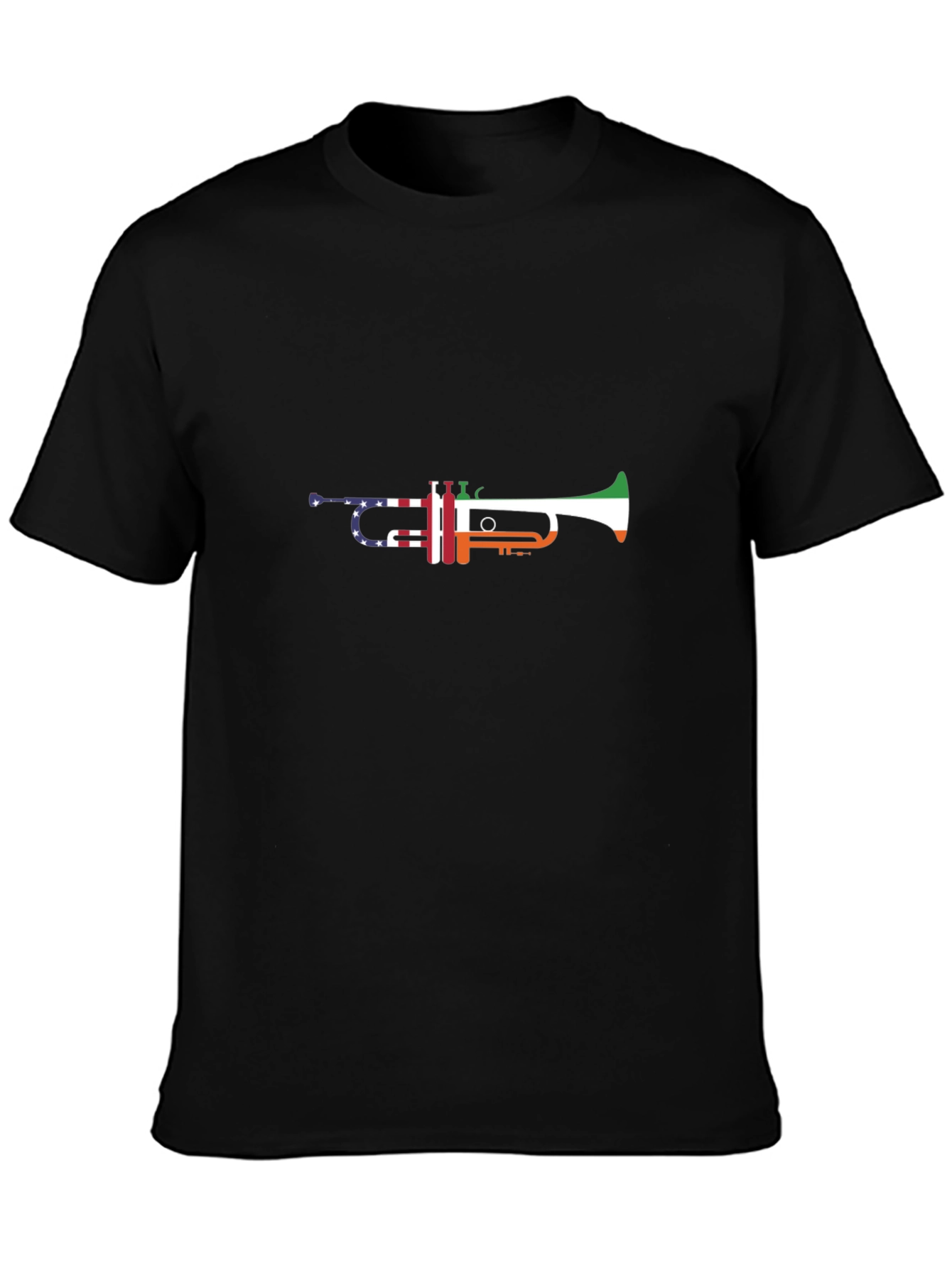 Patriotic Trumpet Graphic Black T-Shirt