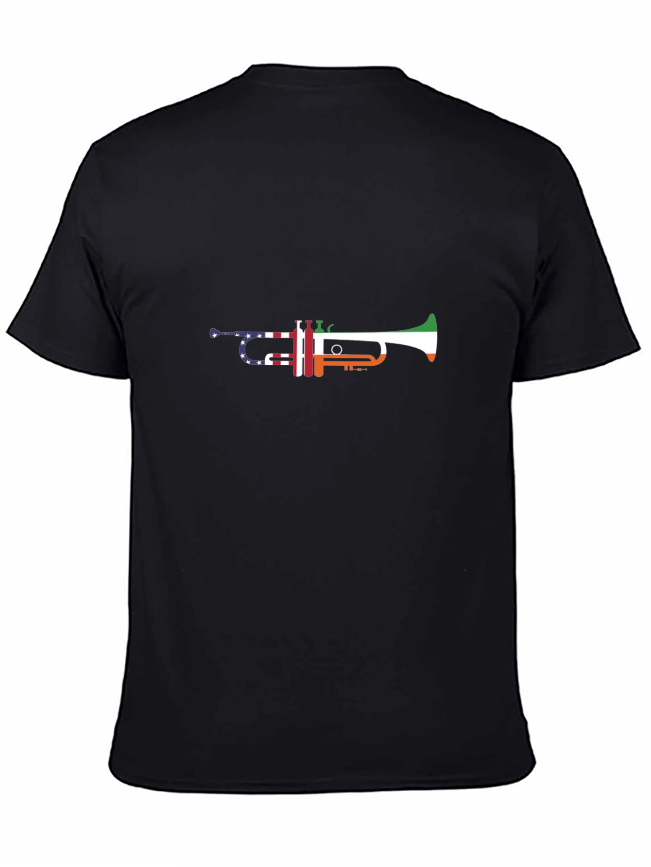 Patriotic Trumpet Graphic Black T-Shirt