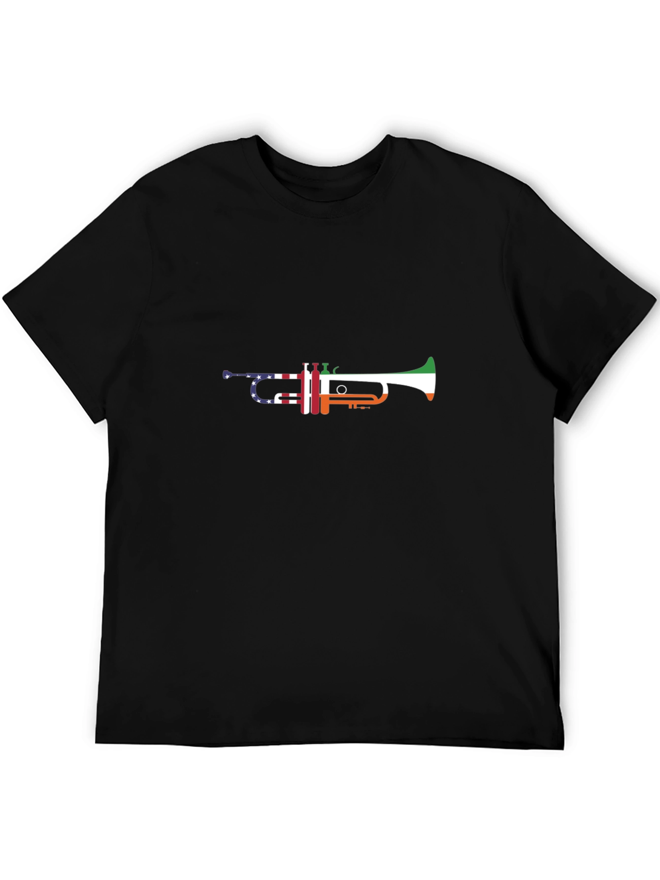 Patriotic Trumpet Graphic Black T-Shirt