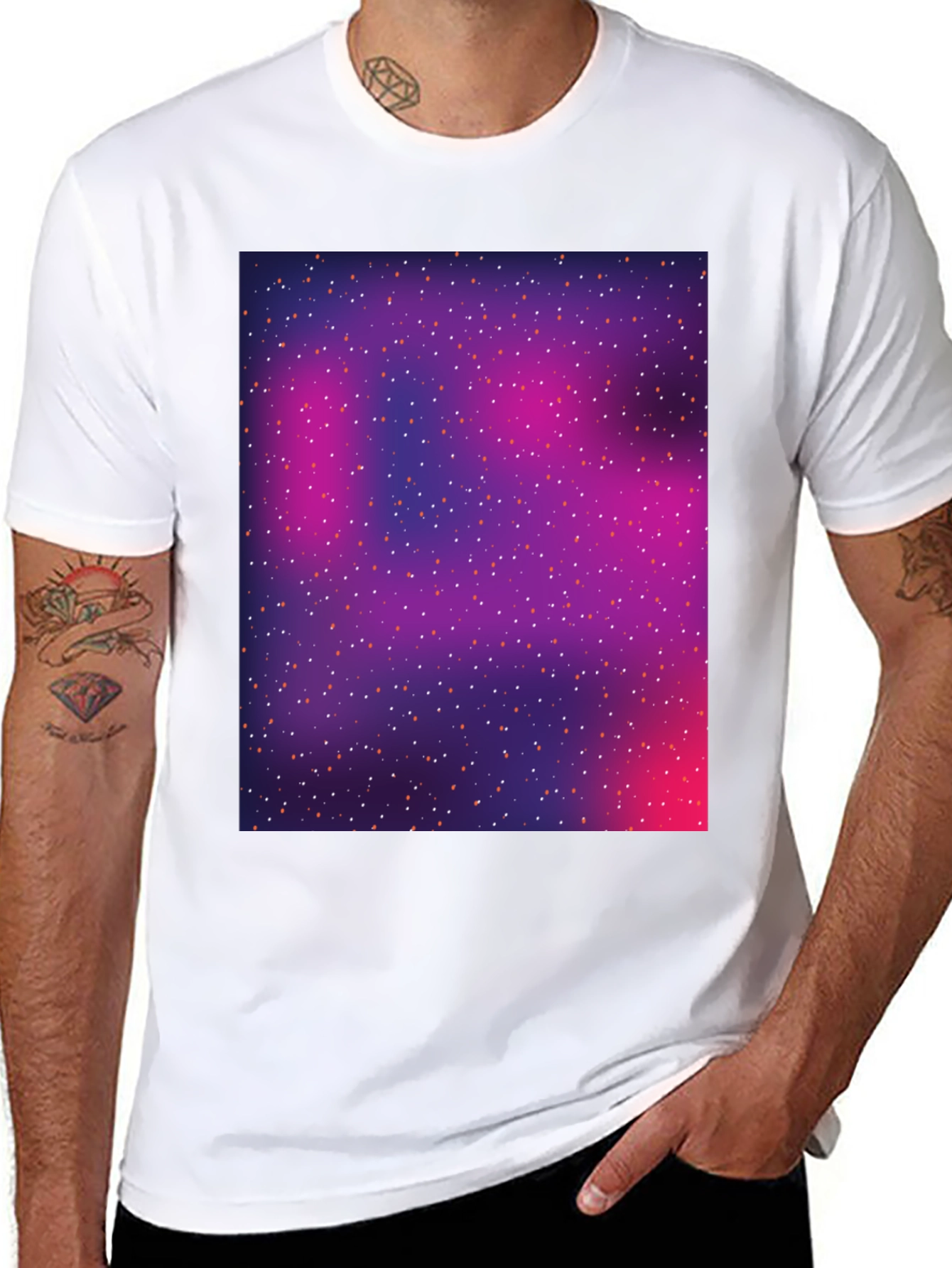 Galaxy Print Black T-Shirt - Stylish Space Design