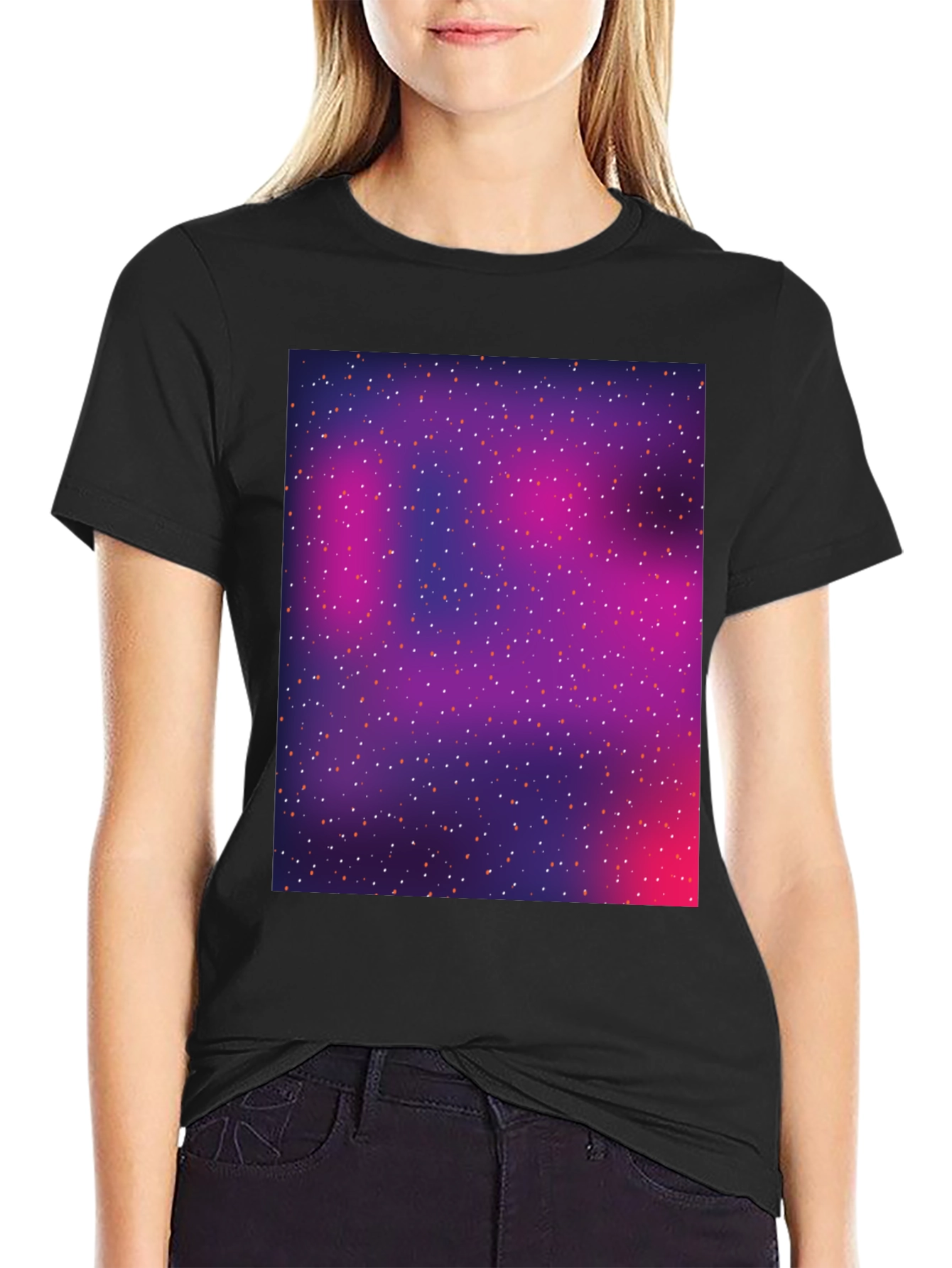 Galaxy Print Black T-Shirt - Stylish Space Design