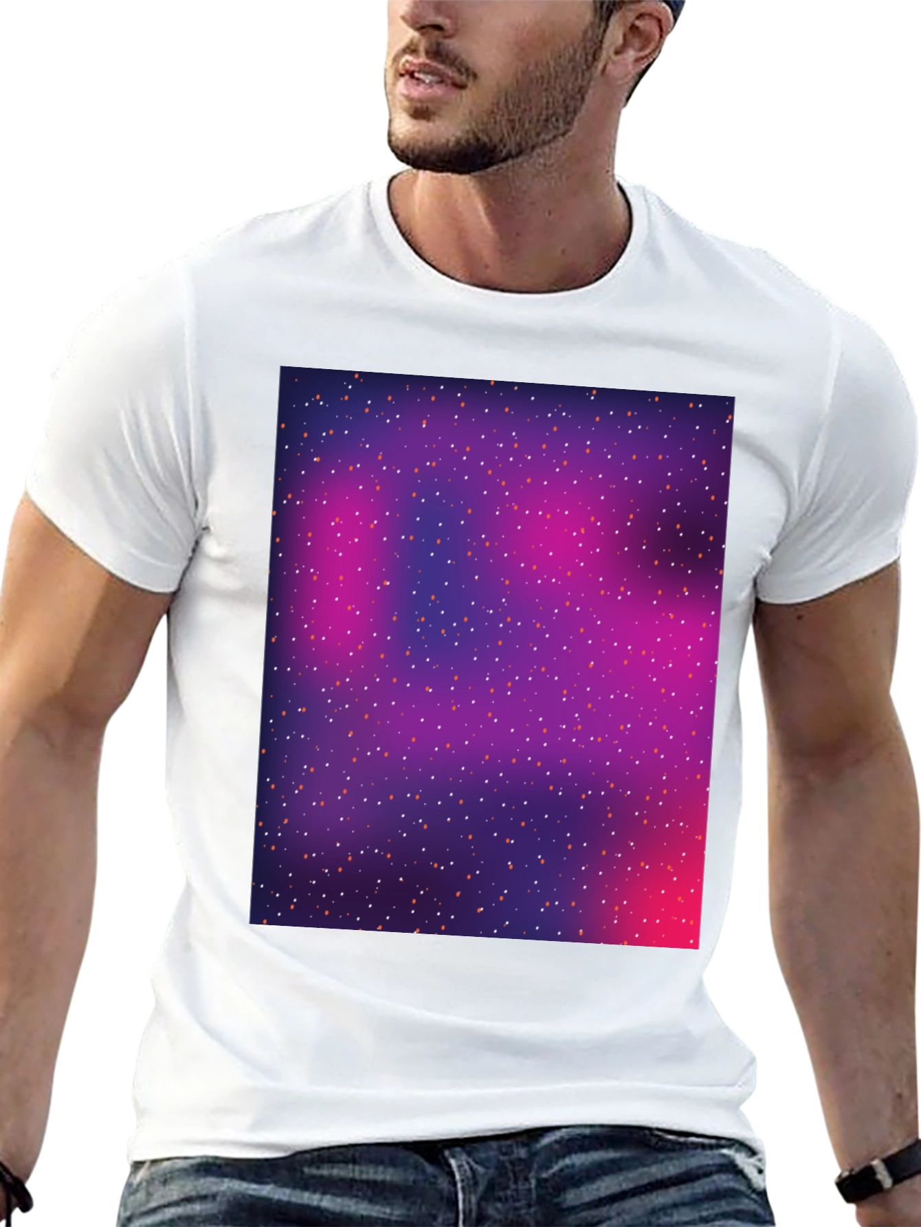 Galaxy Print Black T-Shirt - Stylish Space Design