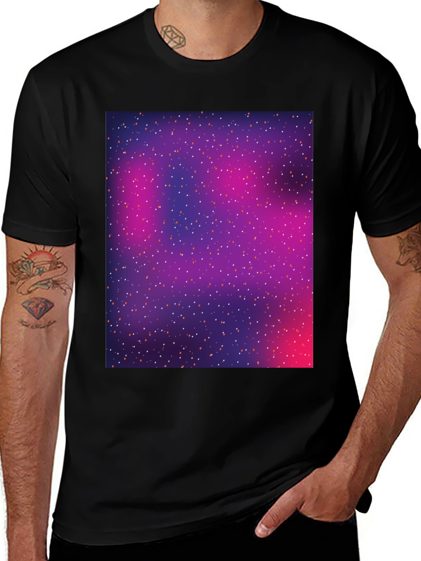 Galaxy Print Black T-Shirt - Stylish Space Design