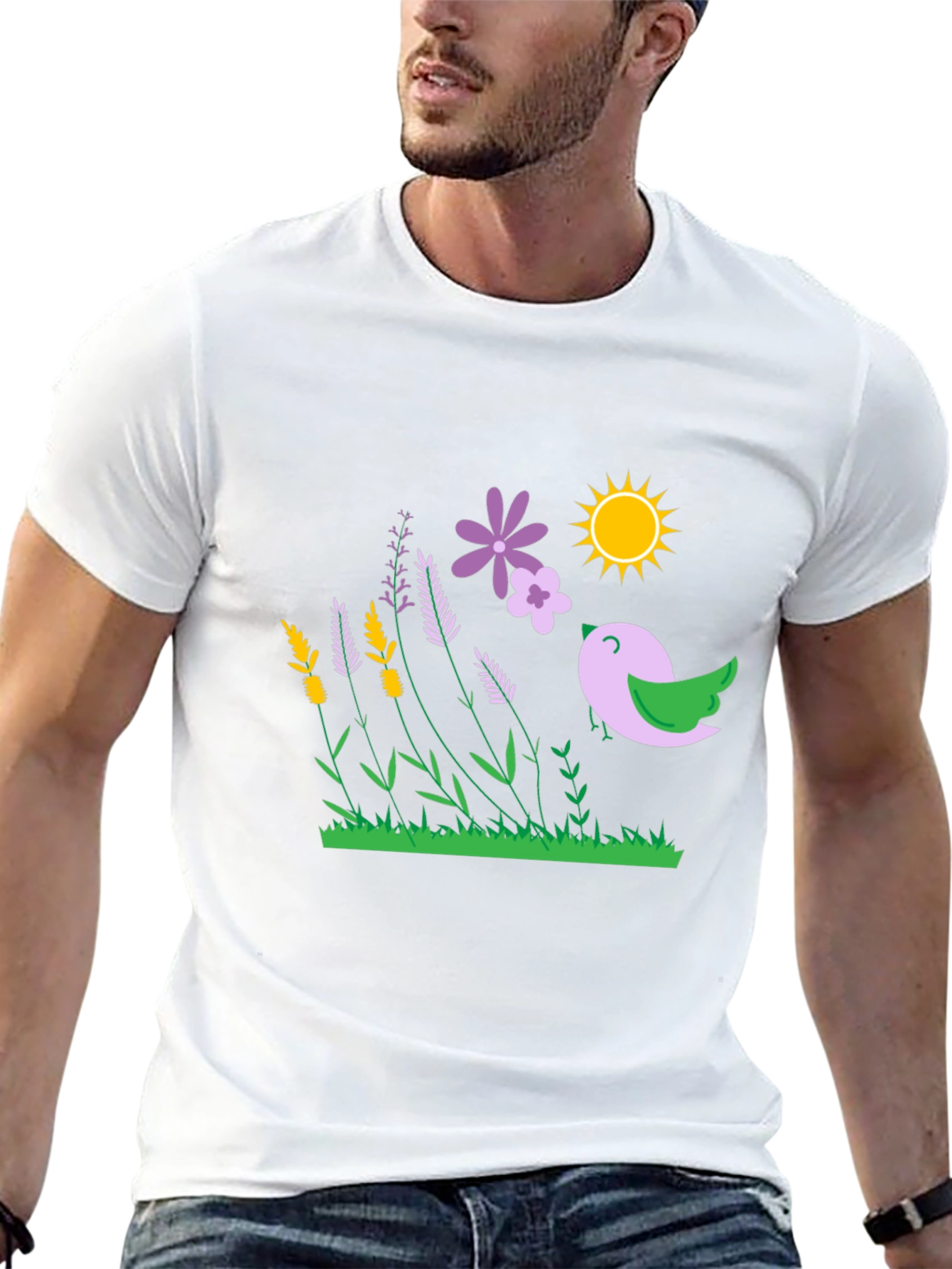 Floral Bird T-Shirt - Black Graphic Tee