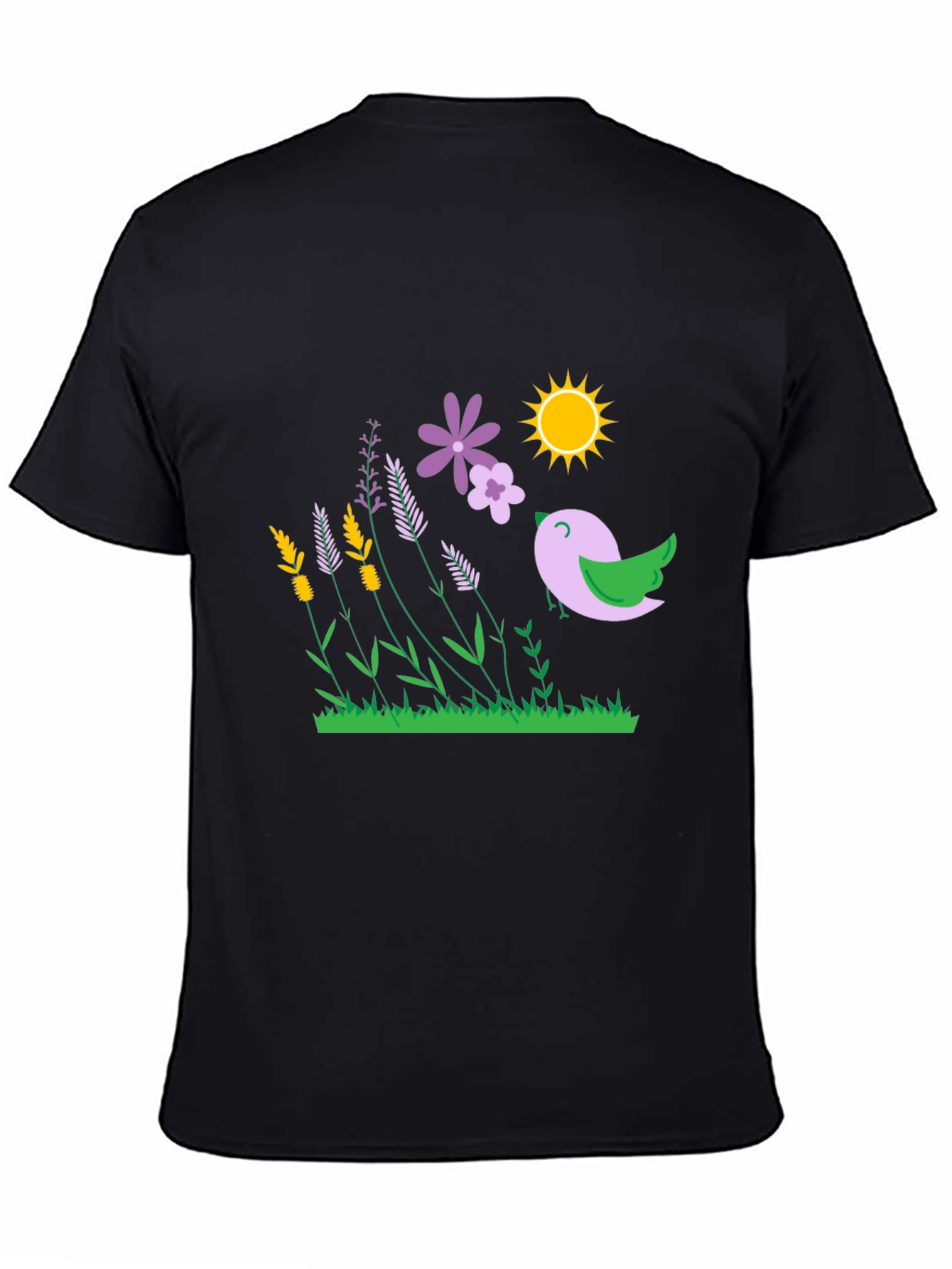 Floral Bird T-Shirt - Black Graphic Tee