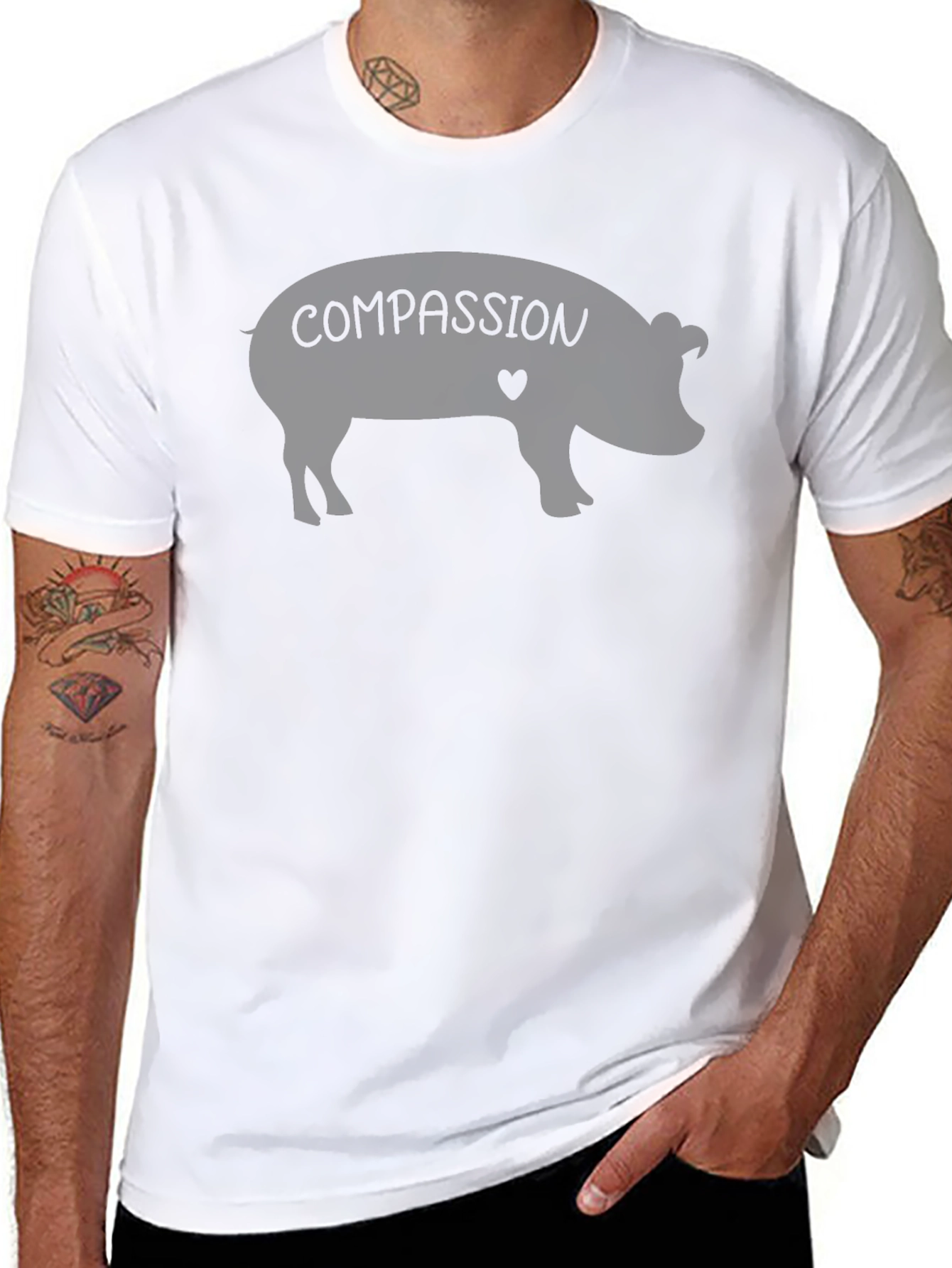 Compassion Pig T-Shirt - Black Graphic Tee