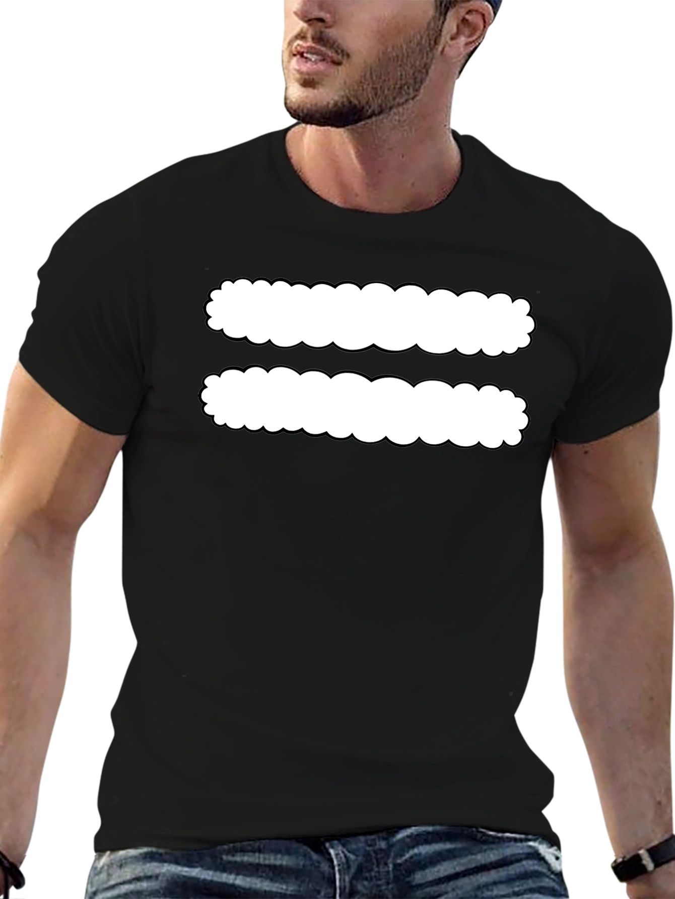 Black T-Shirt with White Equals Sign Design