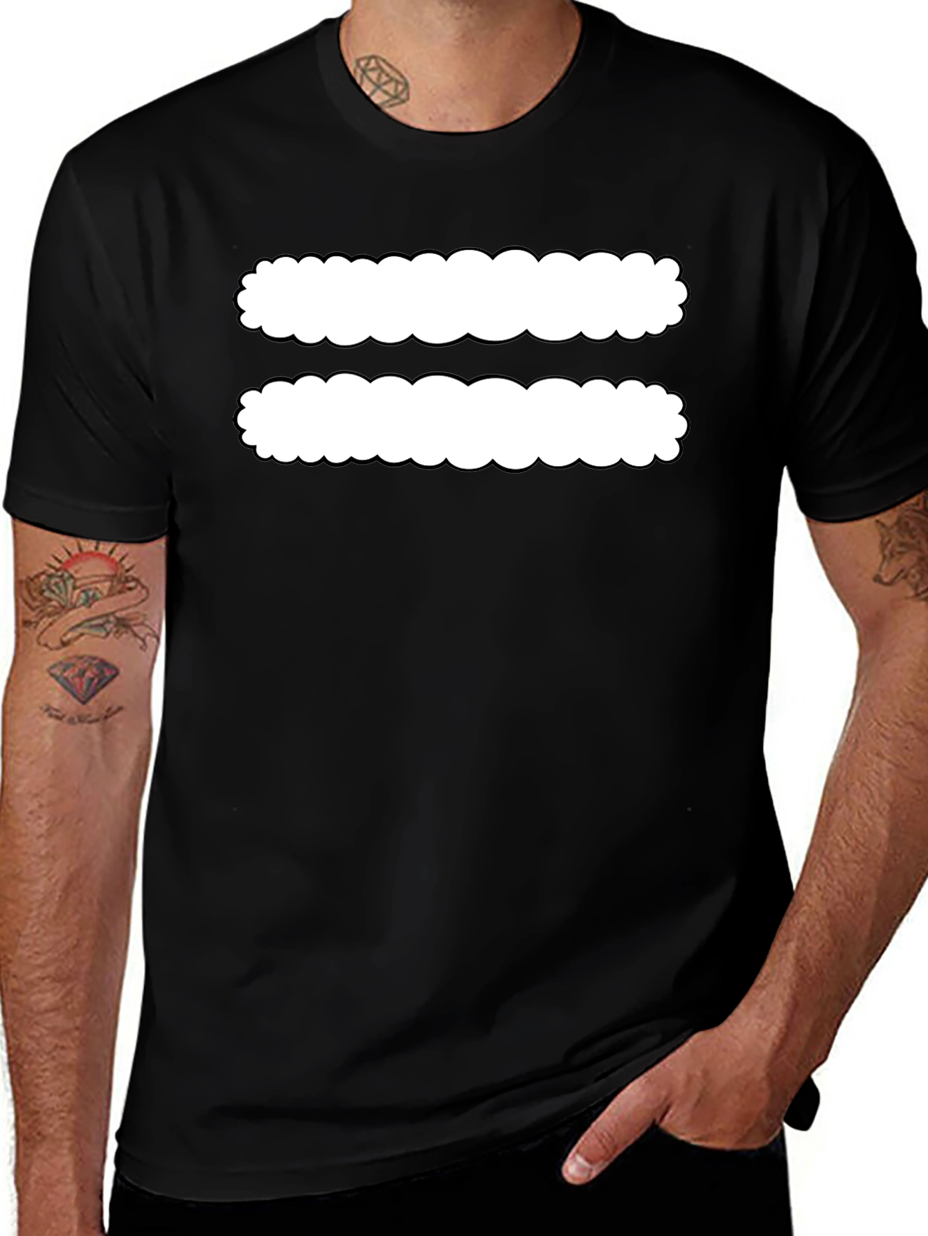 Black T-Shirt with White Equals Sign Design