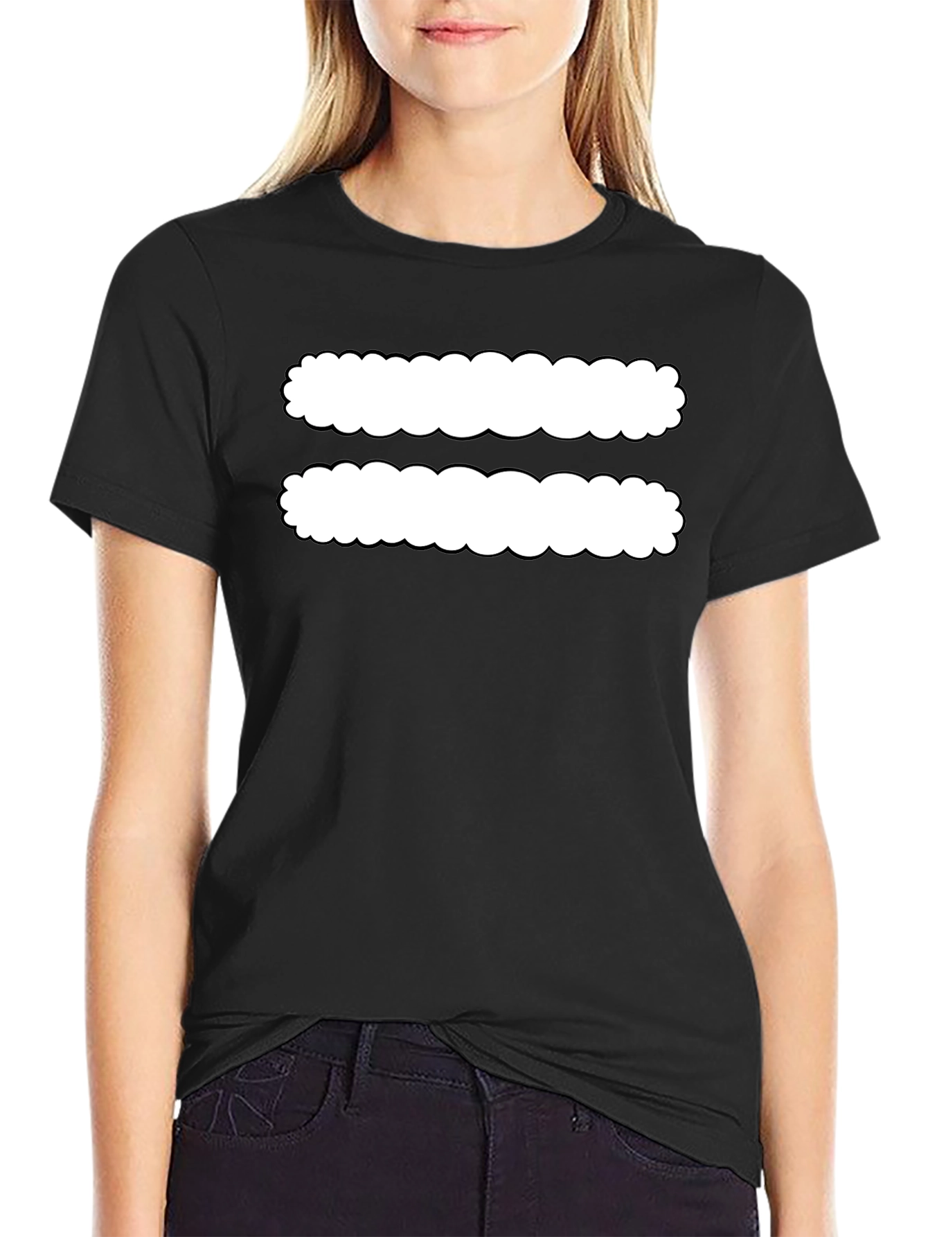 Black T-Shirt with White Equals Sign Design