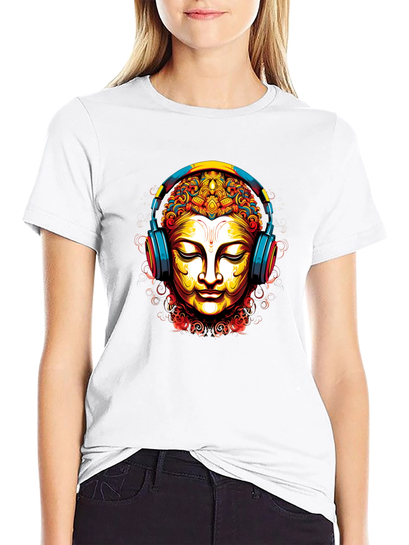 Buddha Headphones Graphic Tee - Black T-Shirt