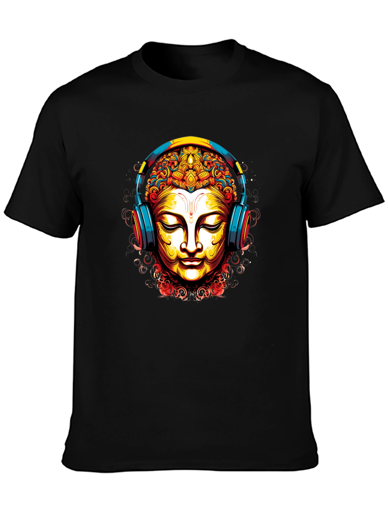 Buddha Headphones Graphic Tee - Black T-Shirt