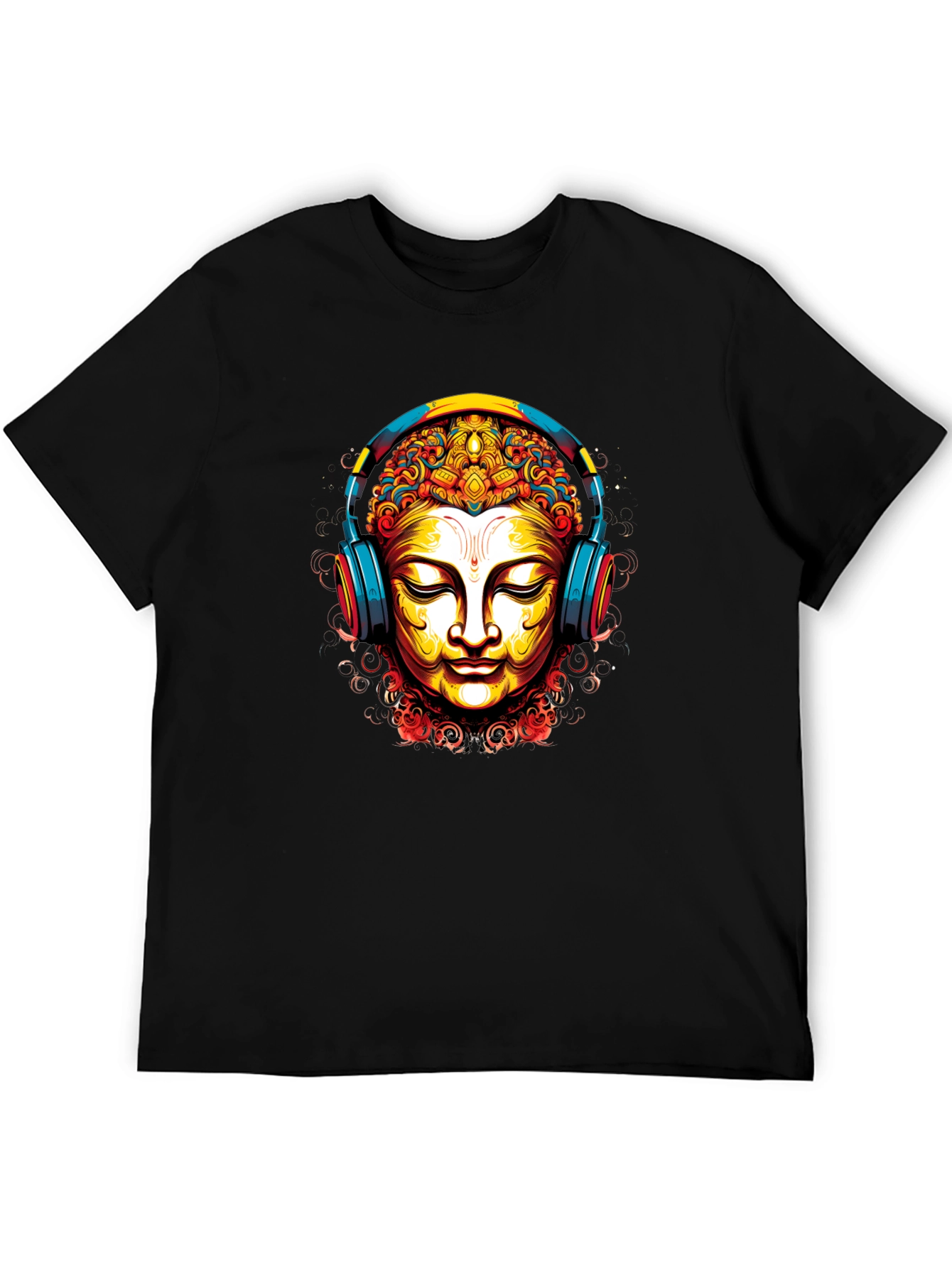 Buddha Headphones Graphic Tee - Black T-Shirt