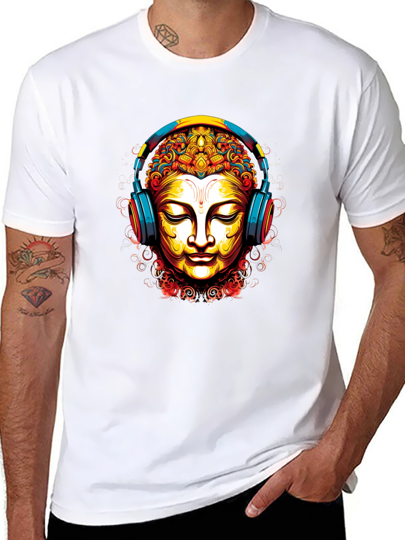 Buddha Headphones Graphic Tee - Black T-Shirt