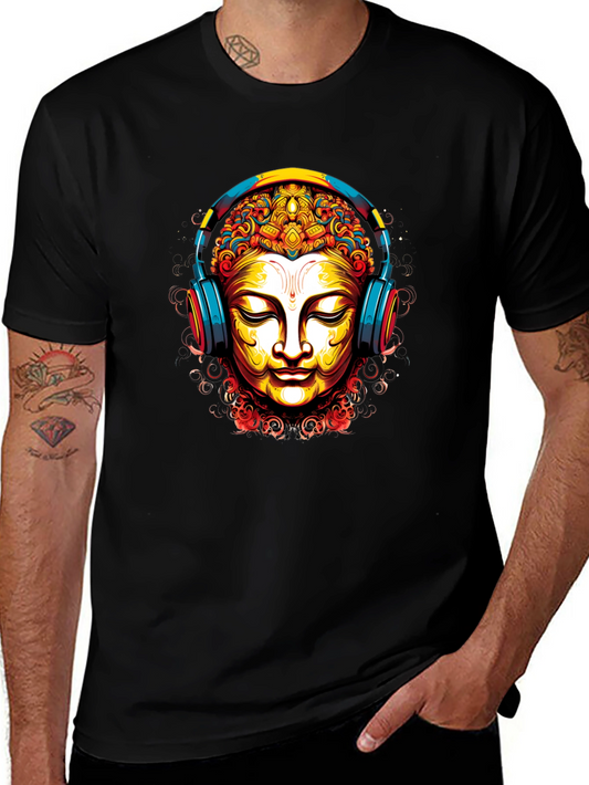 Buddha Headphones Graphic Tee - Black T-Shirt